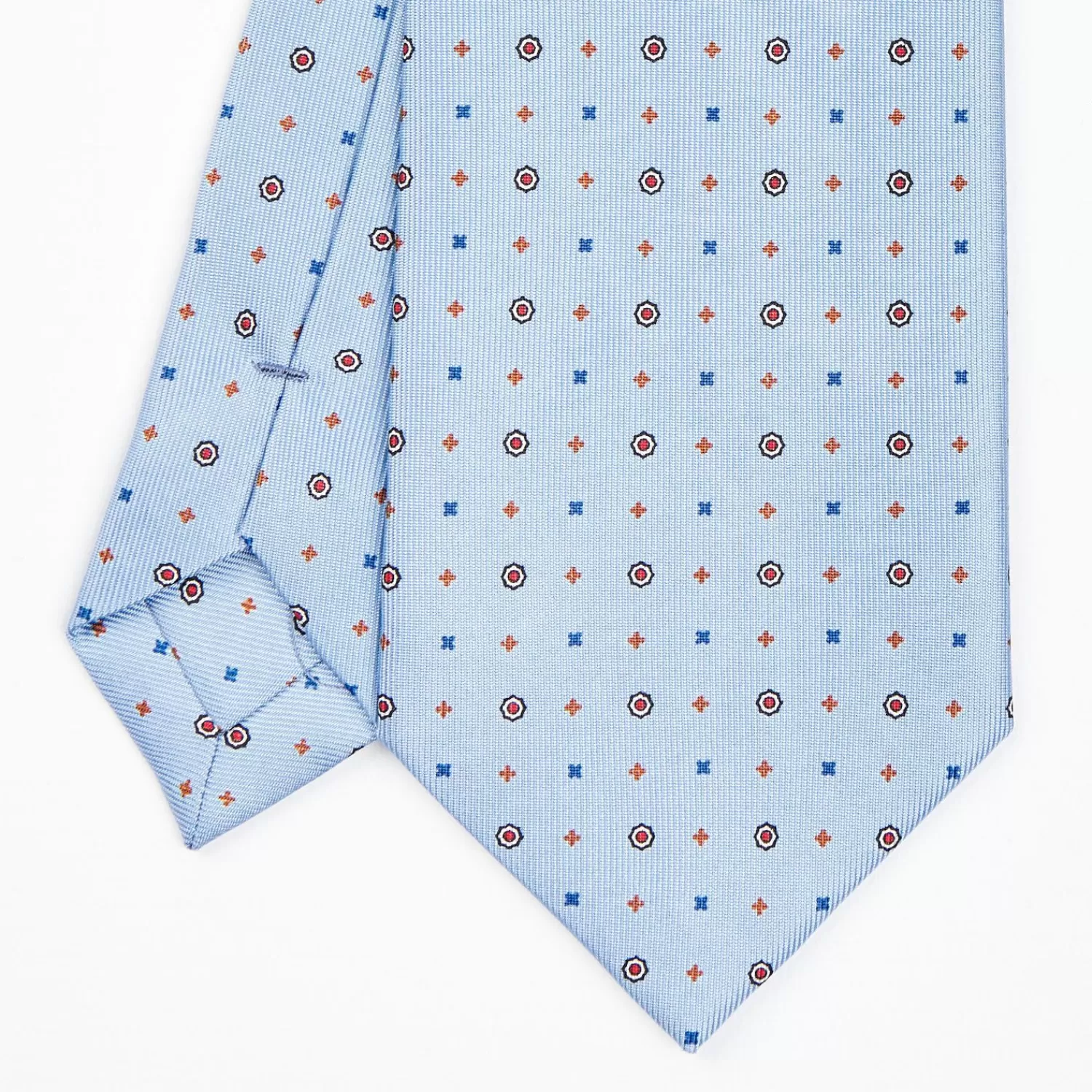 Light Blue Sartorial Classic Silk Tie - Small Flower Designs>E.Marinella Clearance