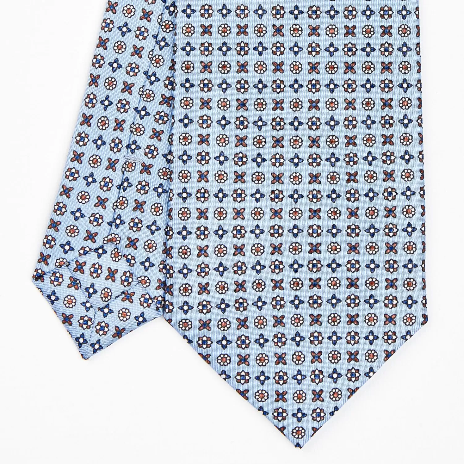 Light Blue Sartorial Classic Silk Tie - Small Flower Designs>E.Marinella Fashion