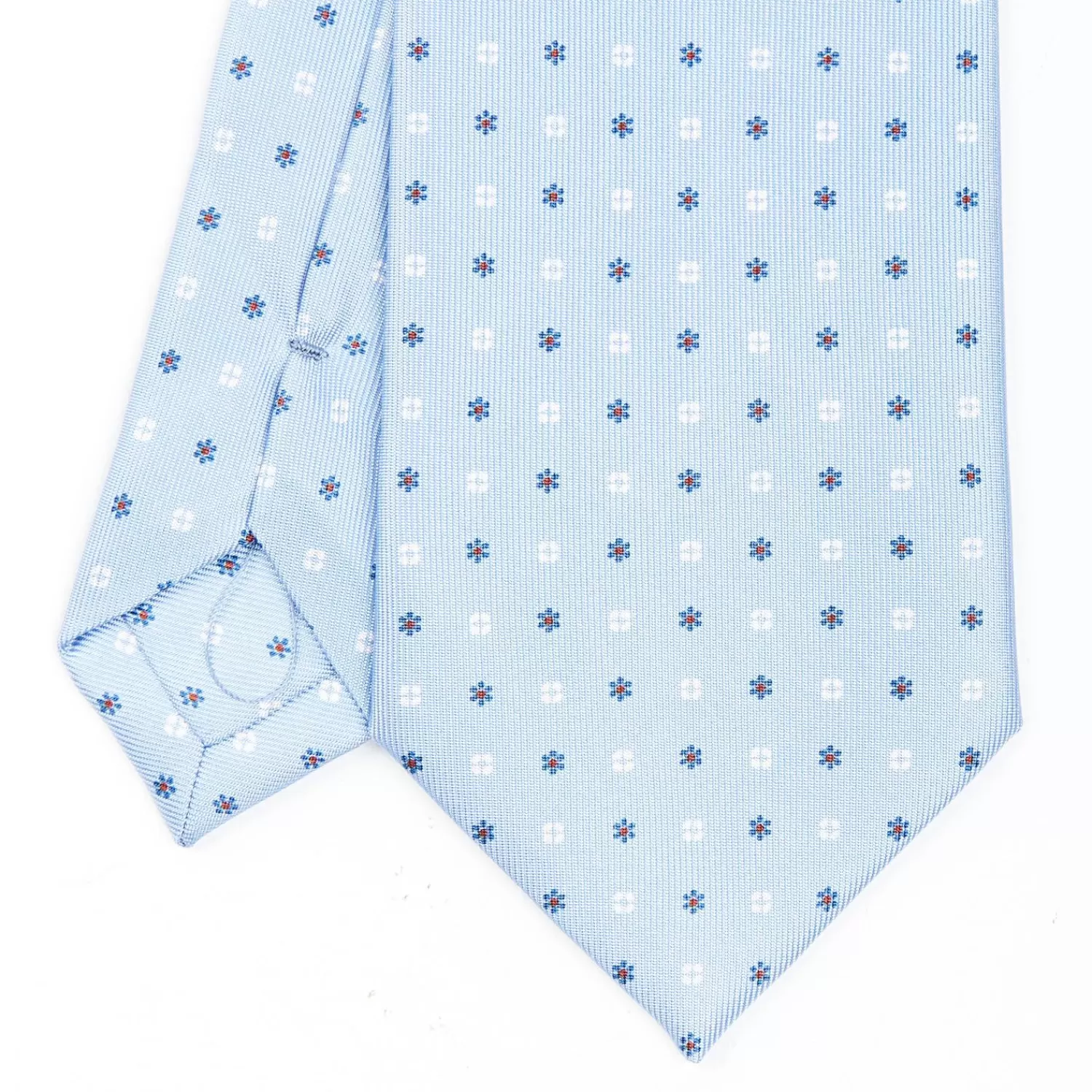 Light Blue Sartorial Classic Silk Tie - Small Flower Designs>E.Marinella Discount
