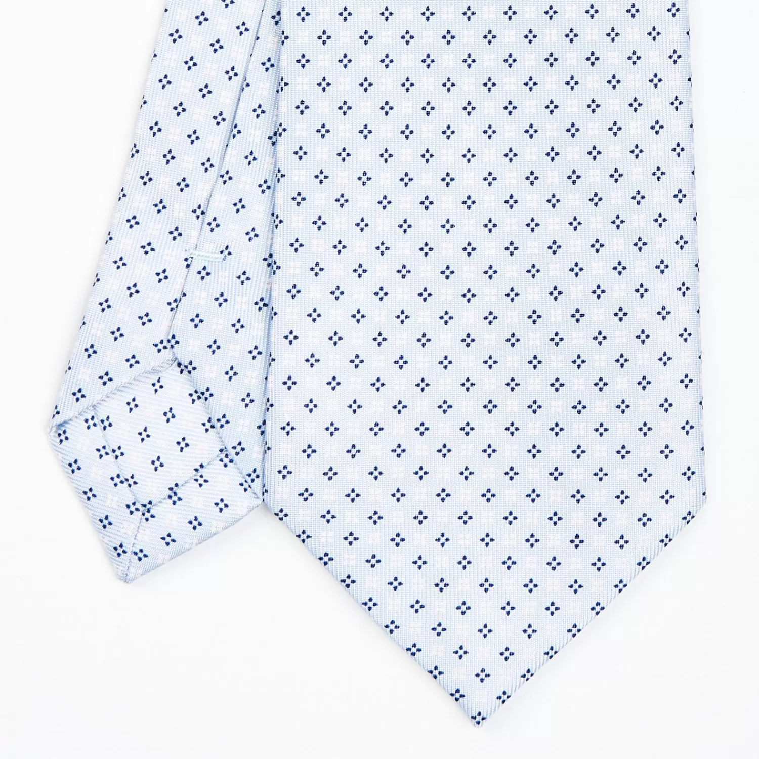 Light Blue Sartorial Classic Silk Tie - Small Flower Designs>E.Marinella Best