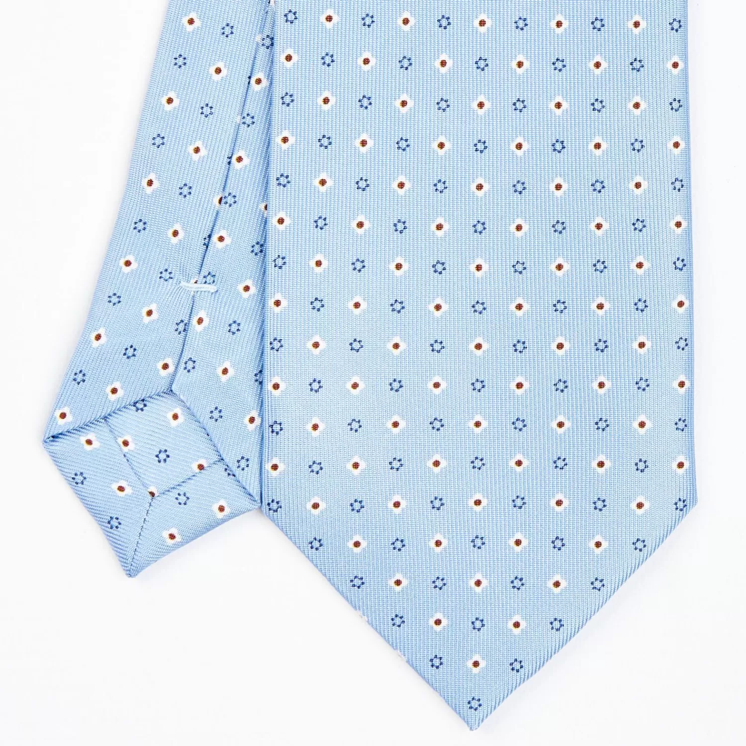 Light Blue Sartorial Classic Silk Tie - Small Flower Designs>E.Marinella Cheap