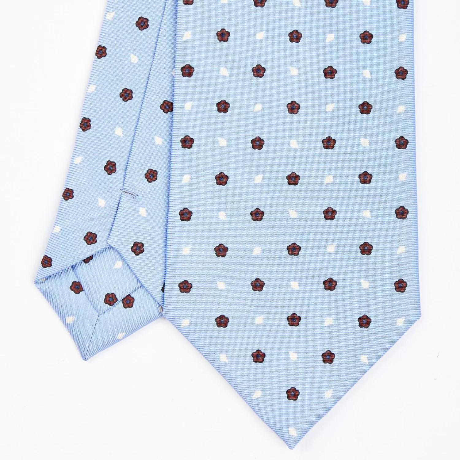 Light Blue Sartorial Classic Silk Tie - Small Flower Designs>E.Marinella Shop