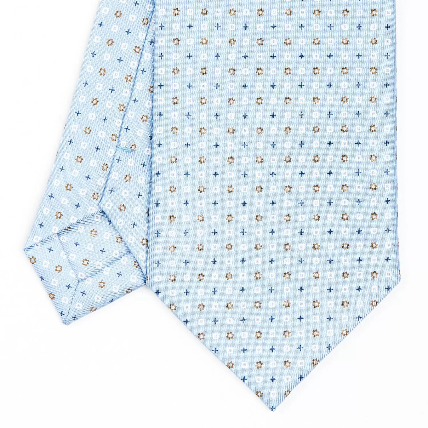 Light Blue Sartorial Classic Silk Tie - Small Flower Designs>E.Marinella Flash Sale