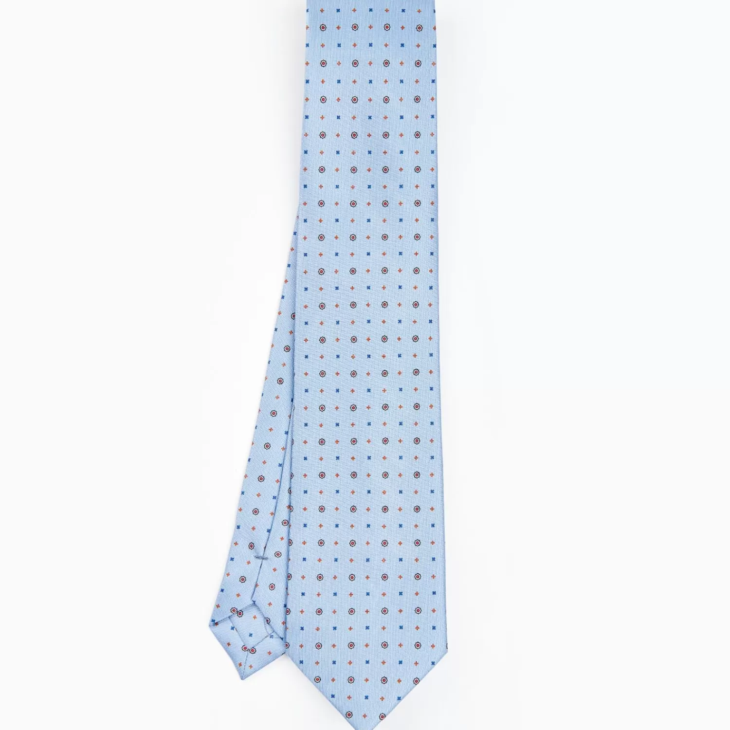 Light Blue Sartorial Classic Silk Tie - Small Flower Designs>E.Marinella Clearance