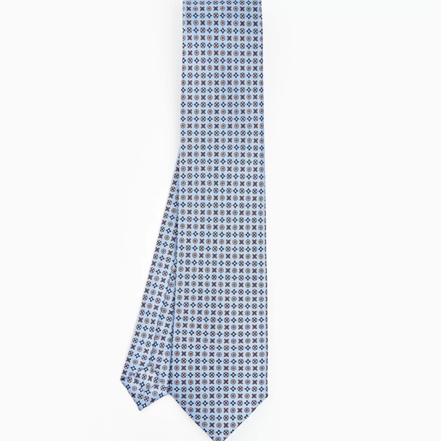 Light Blue Sartorial Classic Silk Tie - Small Flower Designs>E.Marinella Fashion