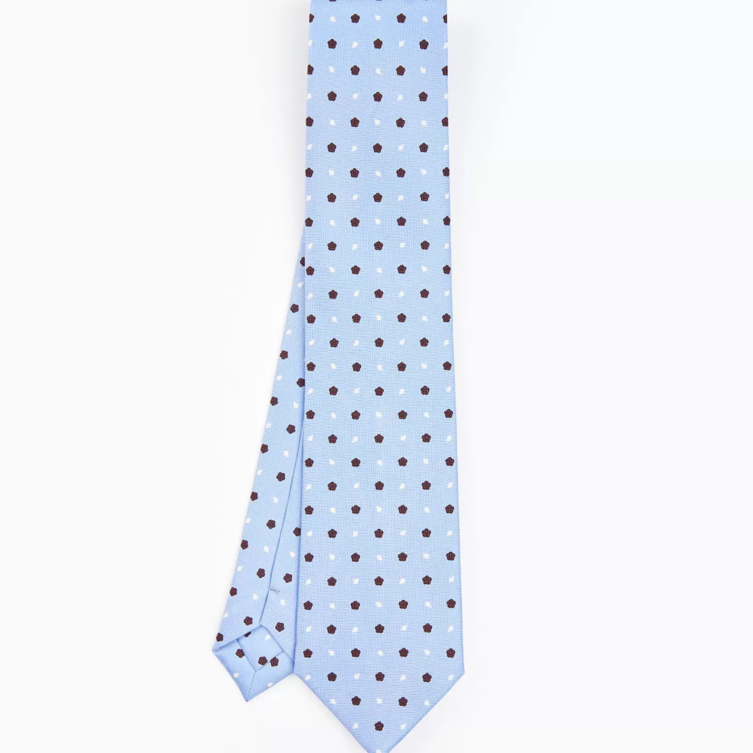 Light Blue Sartorial Classic Silk Tie - Small Flower Designs>E.Marinella Shop