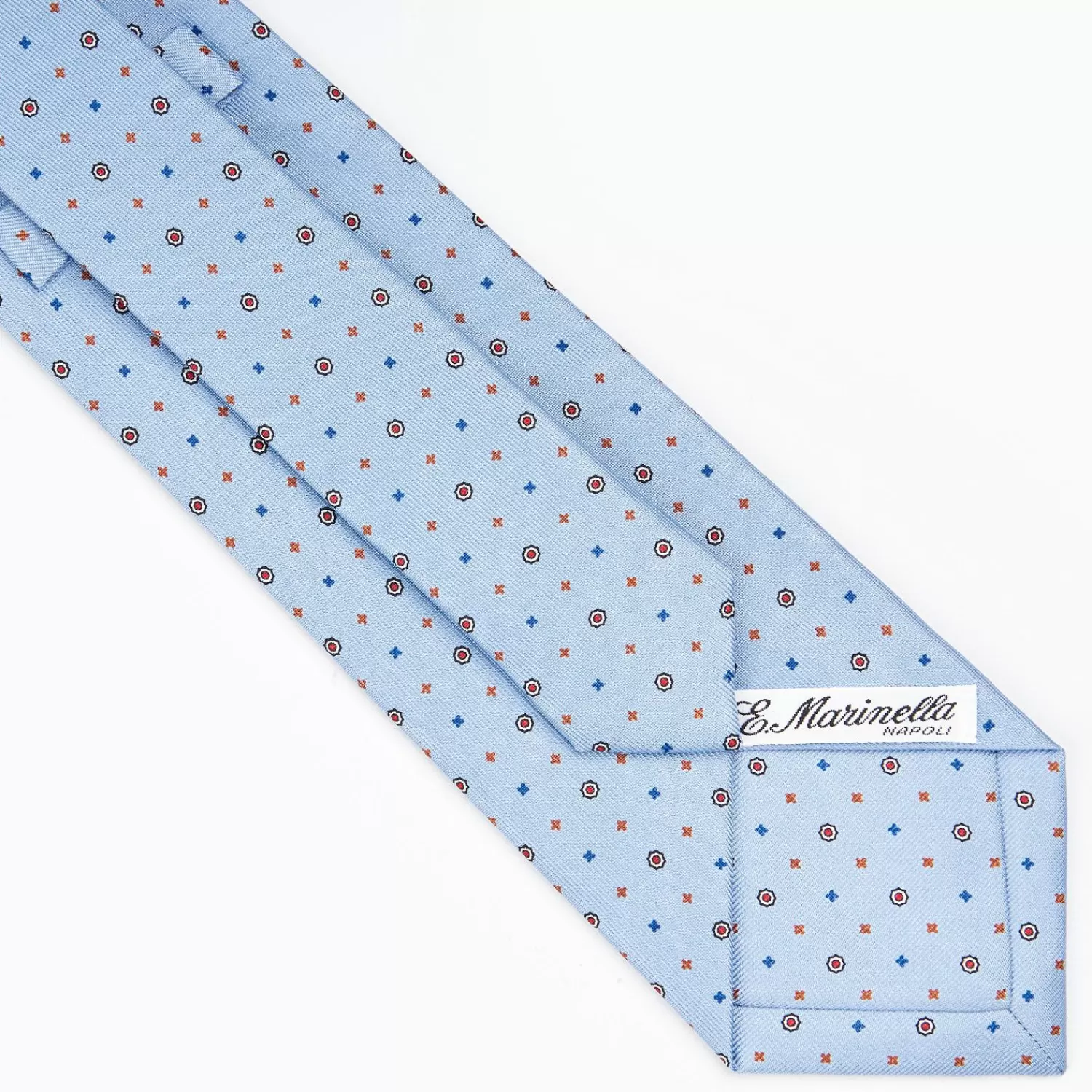 Light Blue Sartorial Classic Silk Tie - Small Flower Designs>E.Marinella Clearance