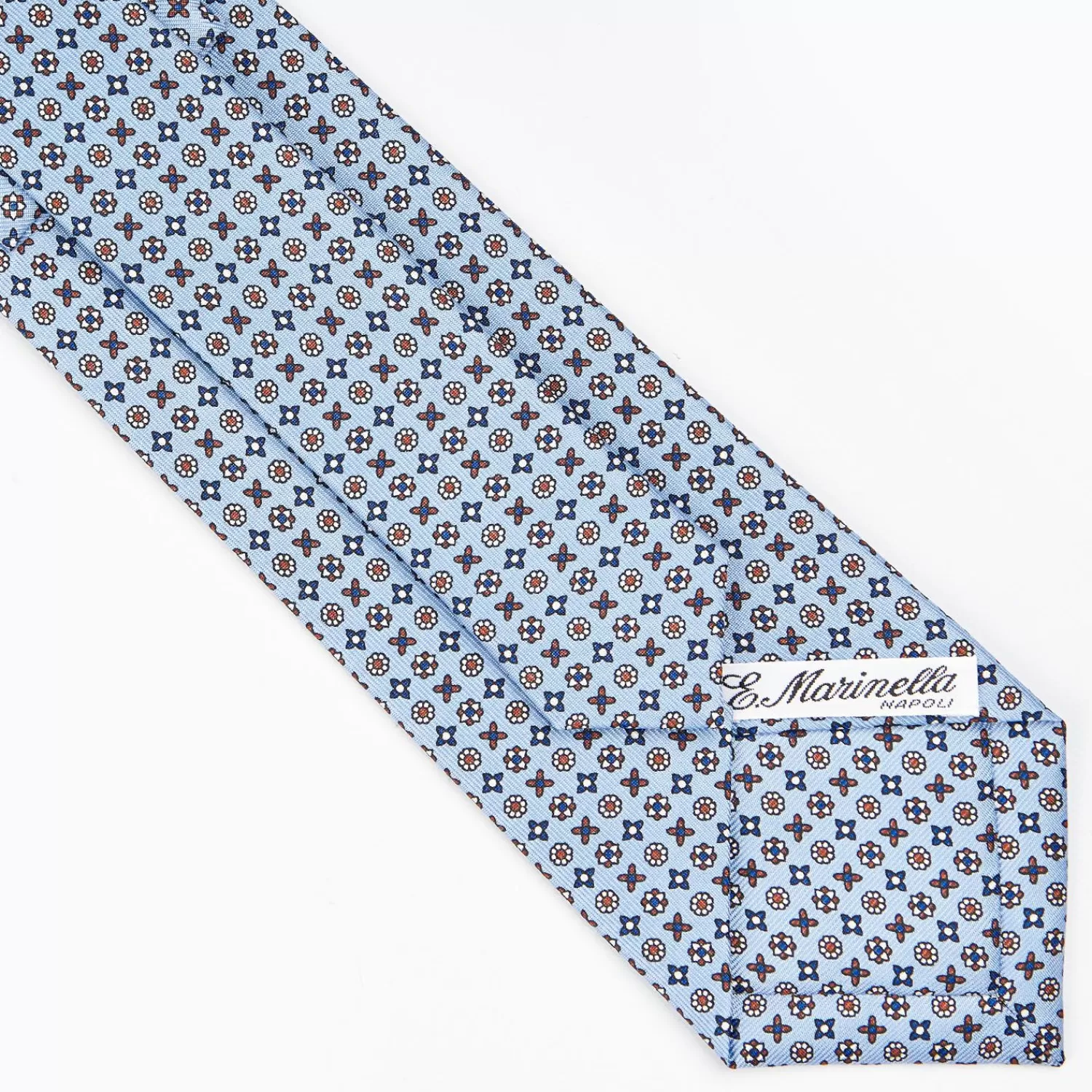 Light Blue Sartorial Classic Silk Tie - Small Flower Designs>E.Marinella Fashion
