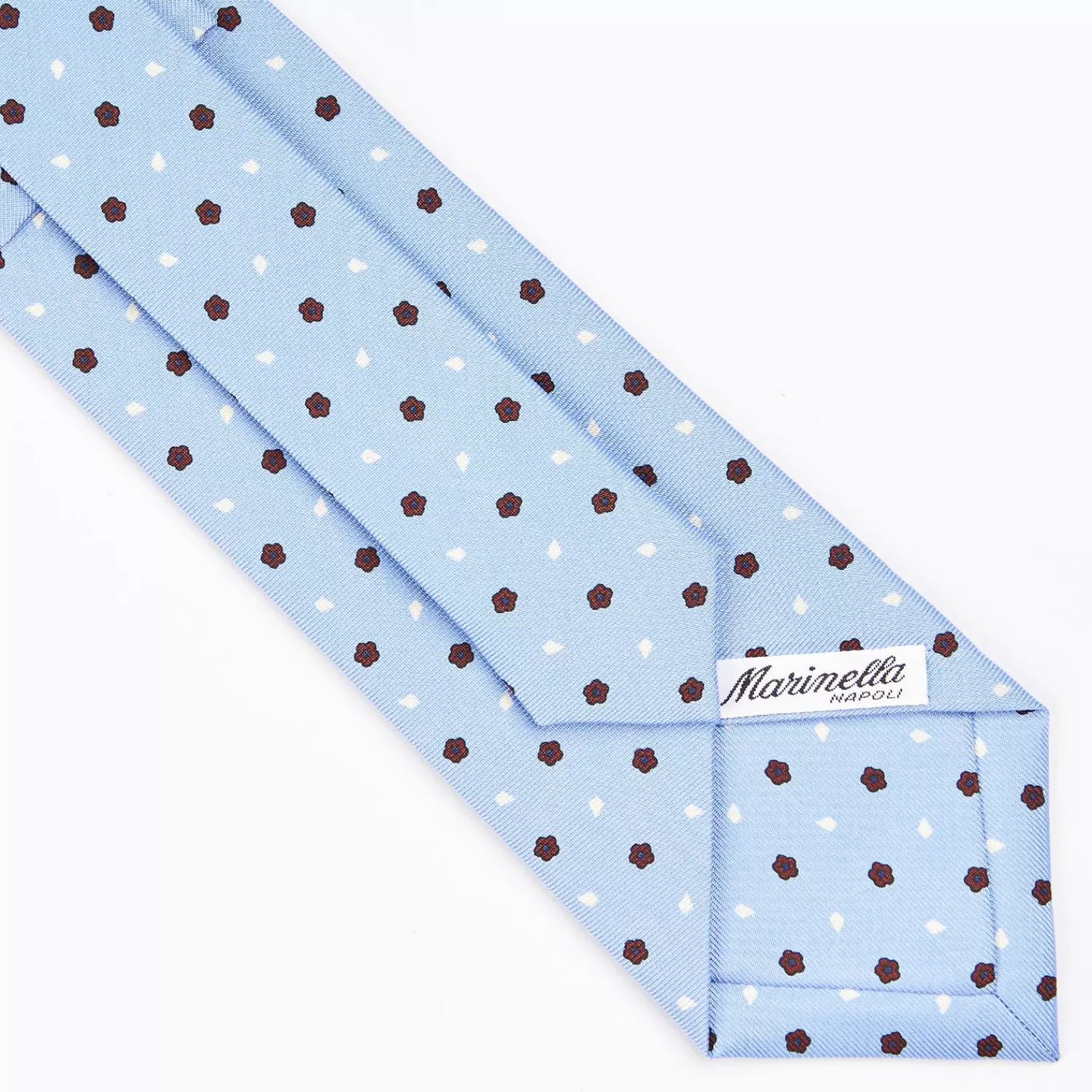 Light Blue Sartorial Classic Silk Tie - Small Flower Designs>E.Marinella Shop