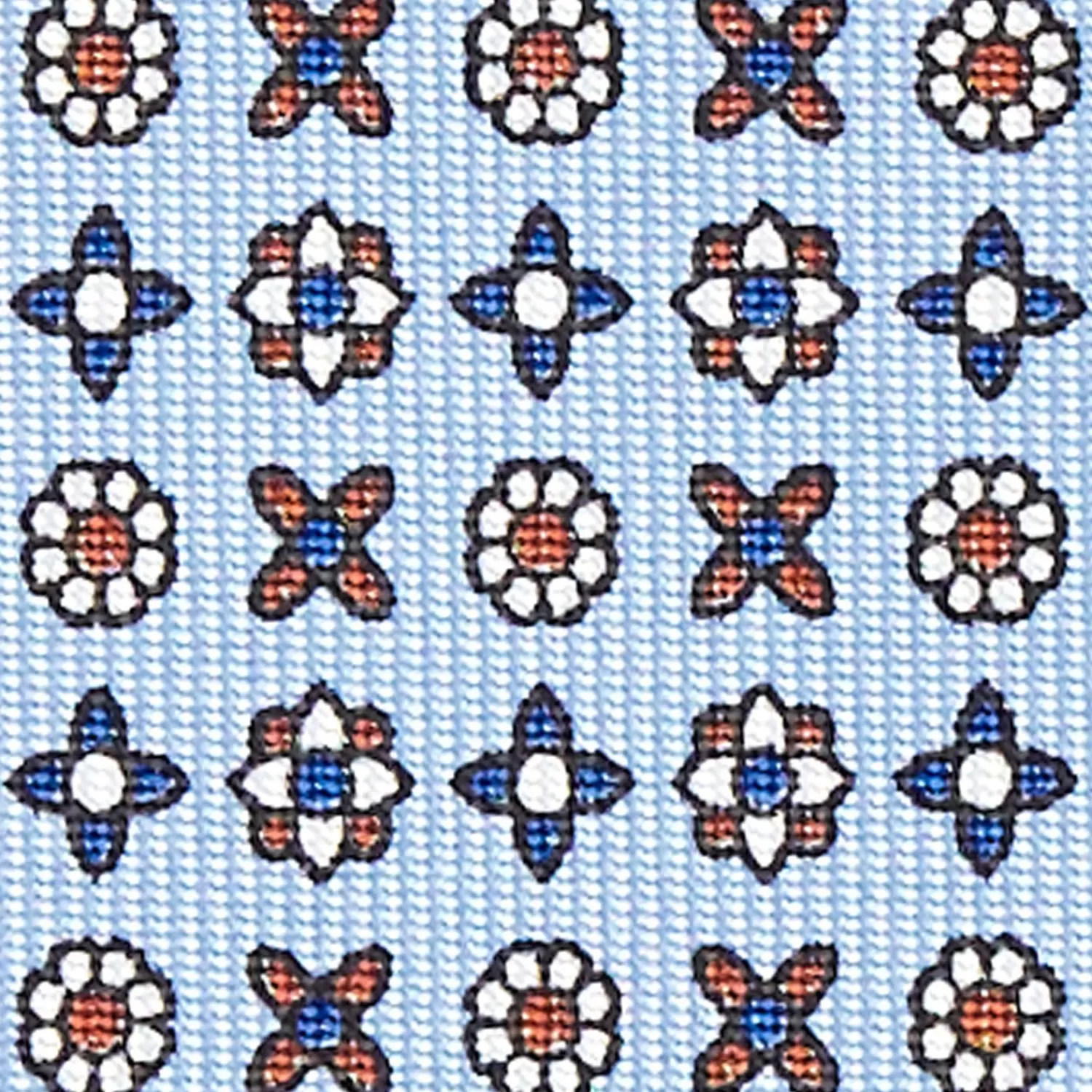 Light Blue Sartorial Classic Silk Tie - Small Flower Designs>E.Marinella Fashion