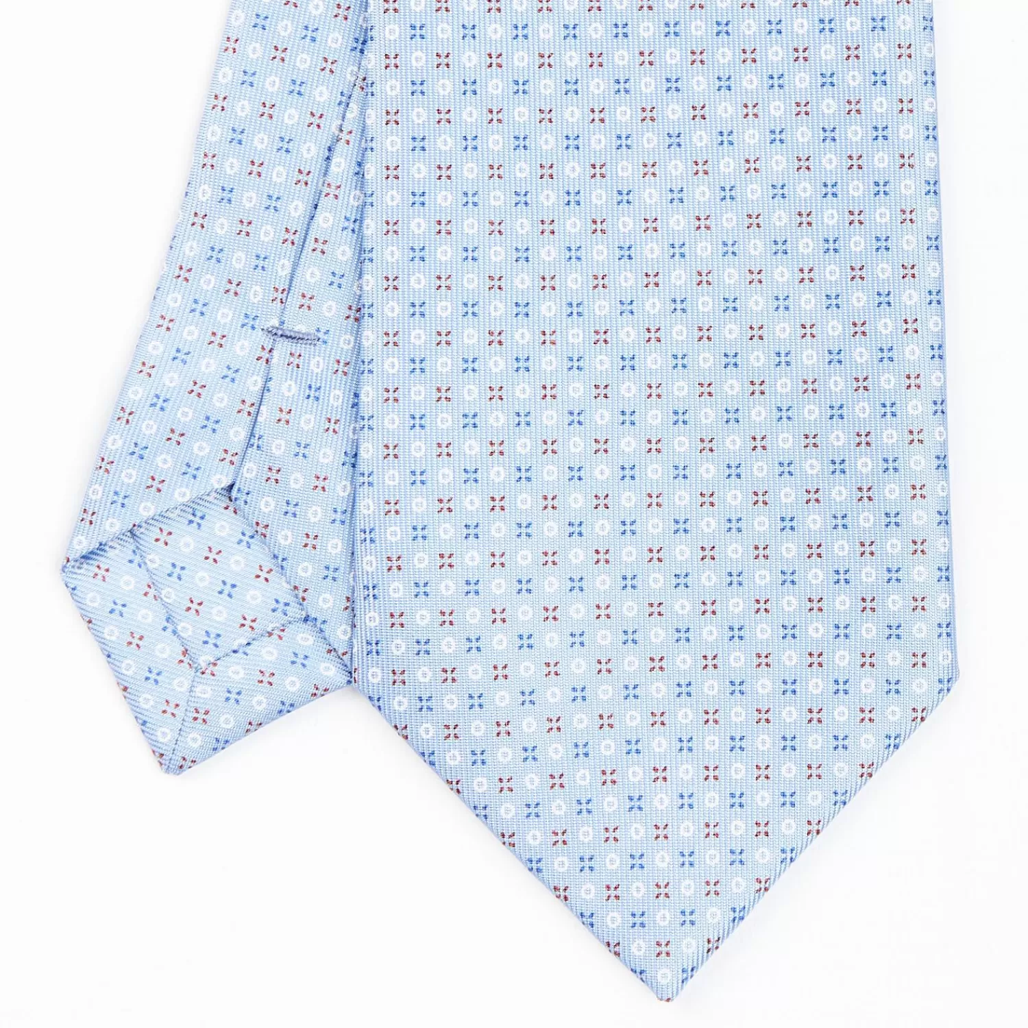 Light Blue Sartorial Classic Silk Tie - Small Flower Pattern>E.Marinella Outlet