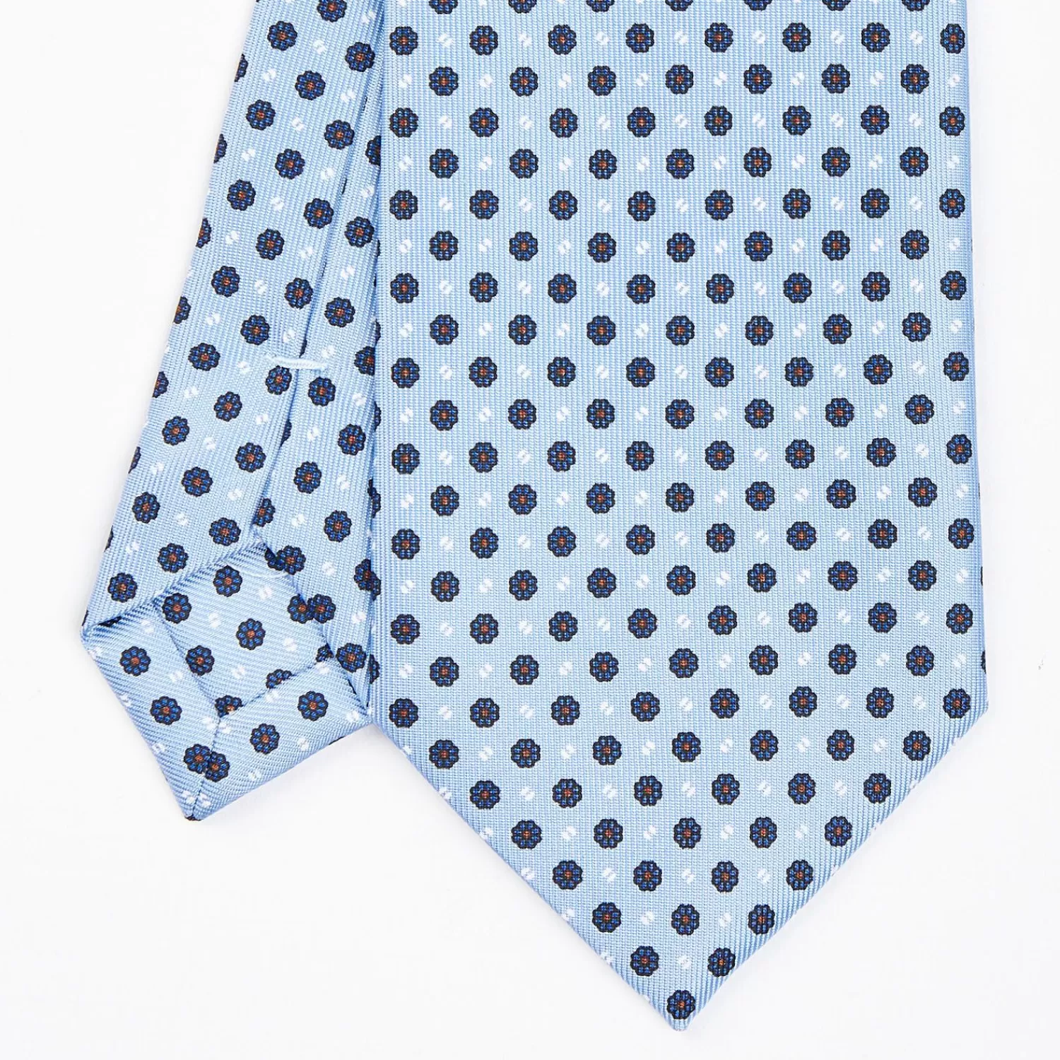 Light Blue Sartorial Classic Silk Tie - Small Flower Pattern>E.Marinella Shop