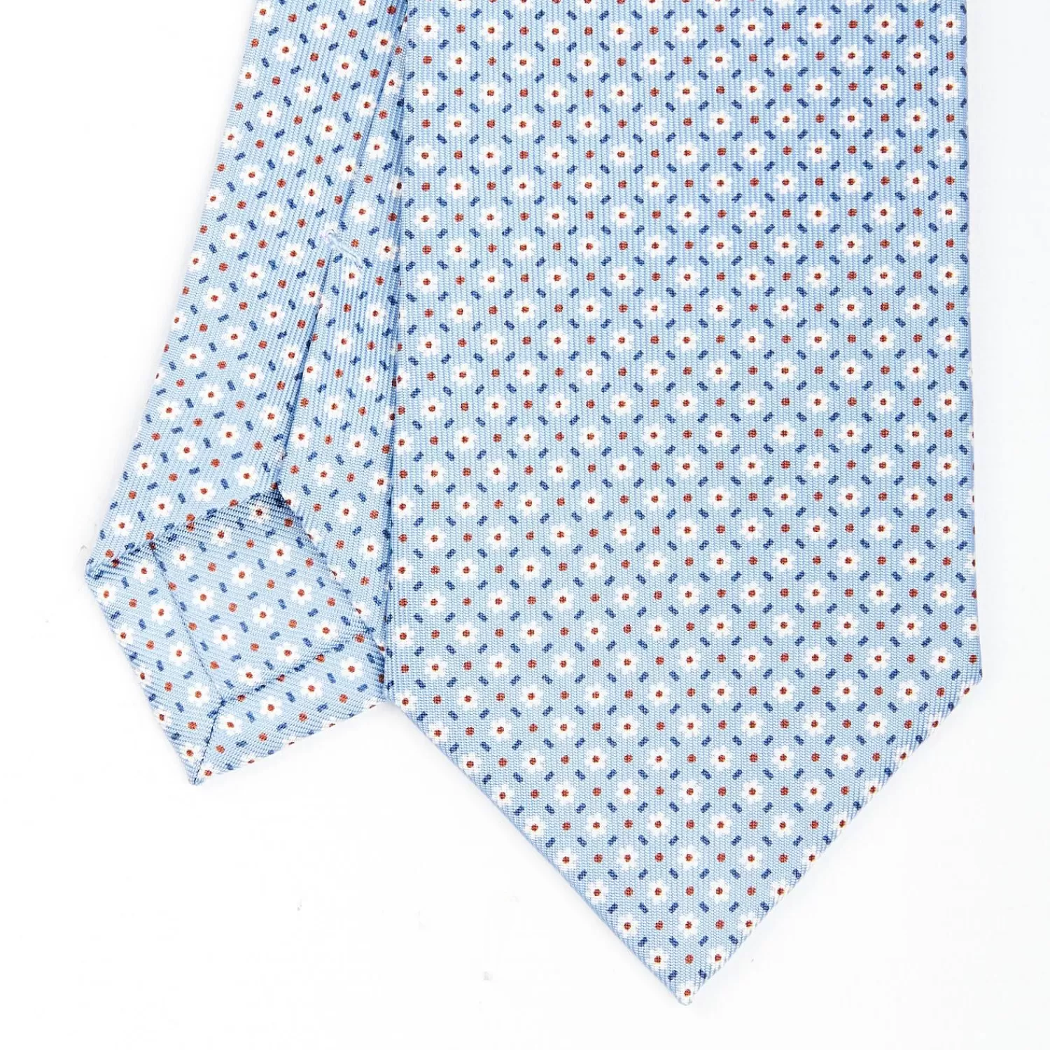 Light Blue Sartorial Classic Silk Tie - Small Flower Pattern>E.Marinella Sale