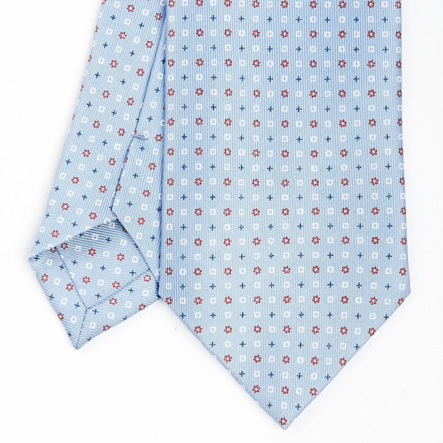 Light Blue Sartorial Classic Silk Tie - Small Flower Pattern>E.Marinella Cheap
