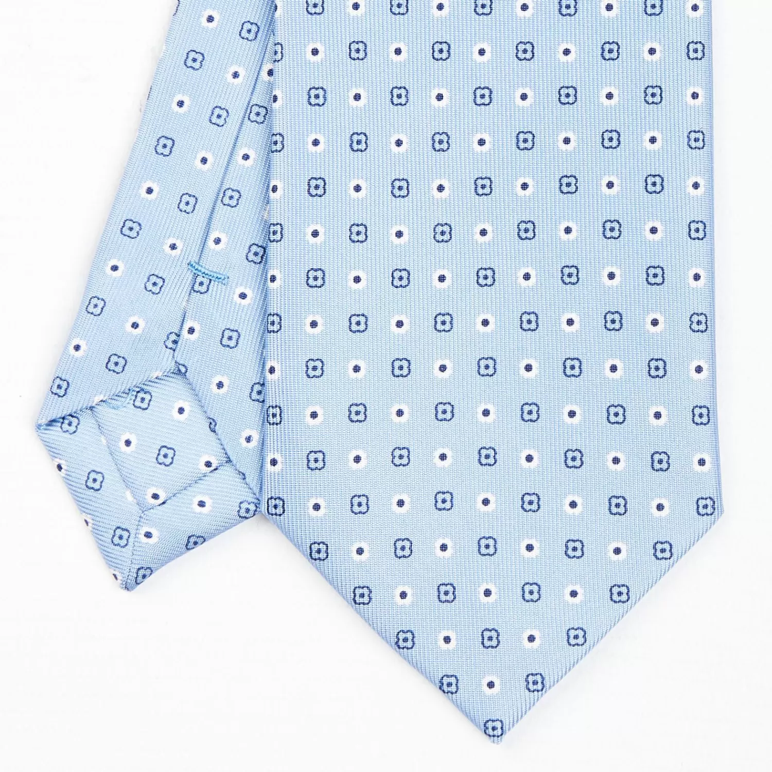 Light Blue Sartorial Classic Silk Tie - Small Flower Pattern>E.Marinella New
