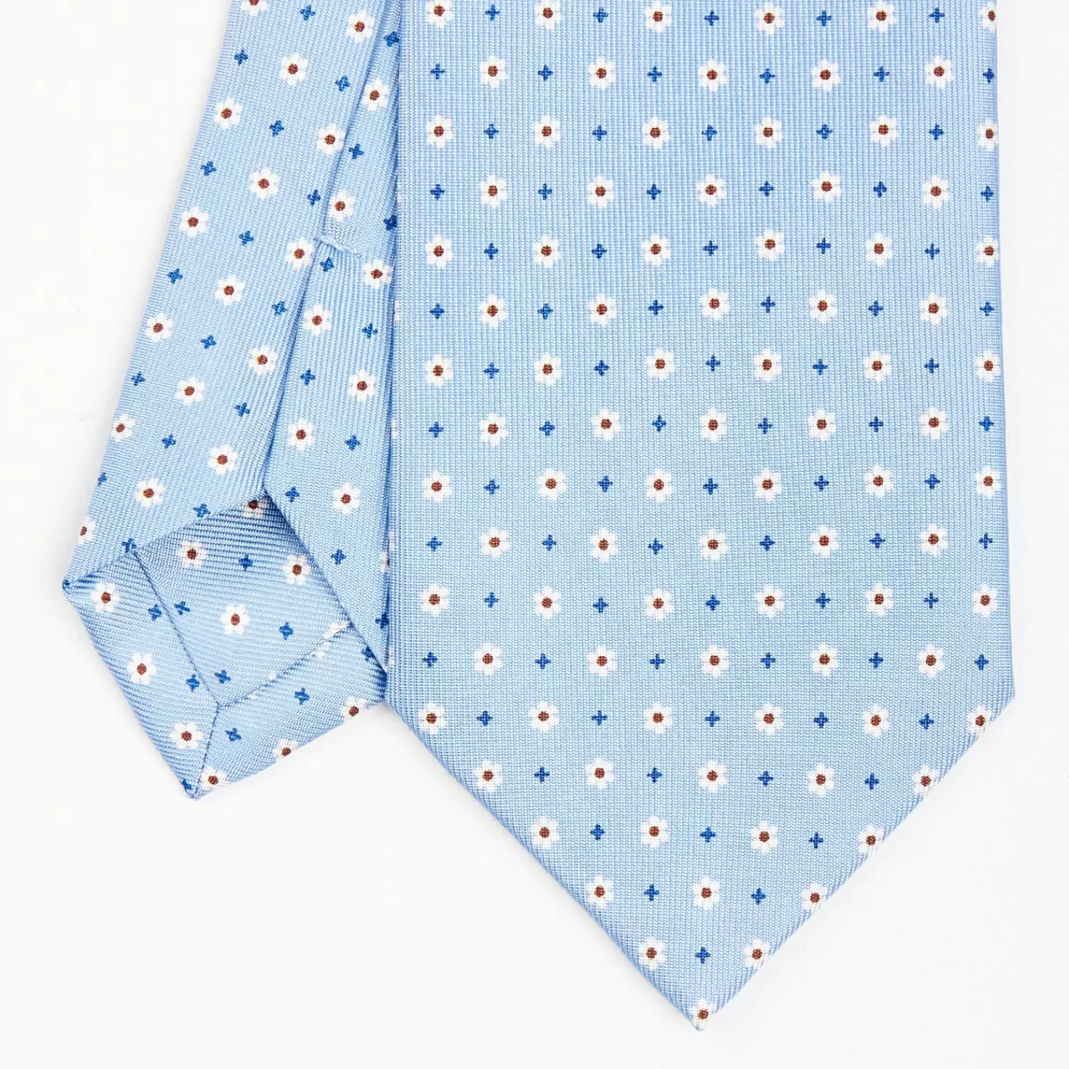 Light Blue Sartorial Classic Silk Tie - Small Flower Pattern>E.Marinella Hot