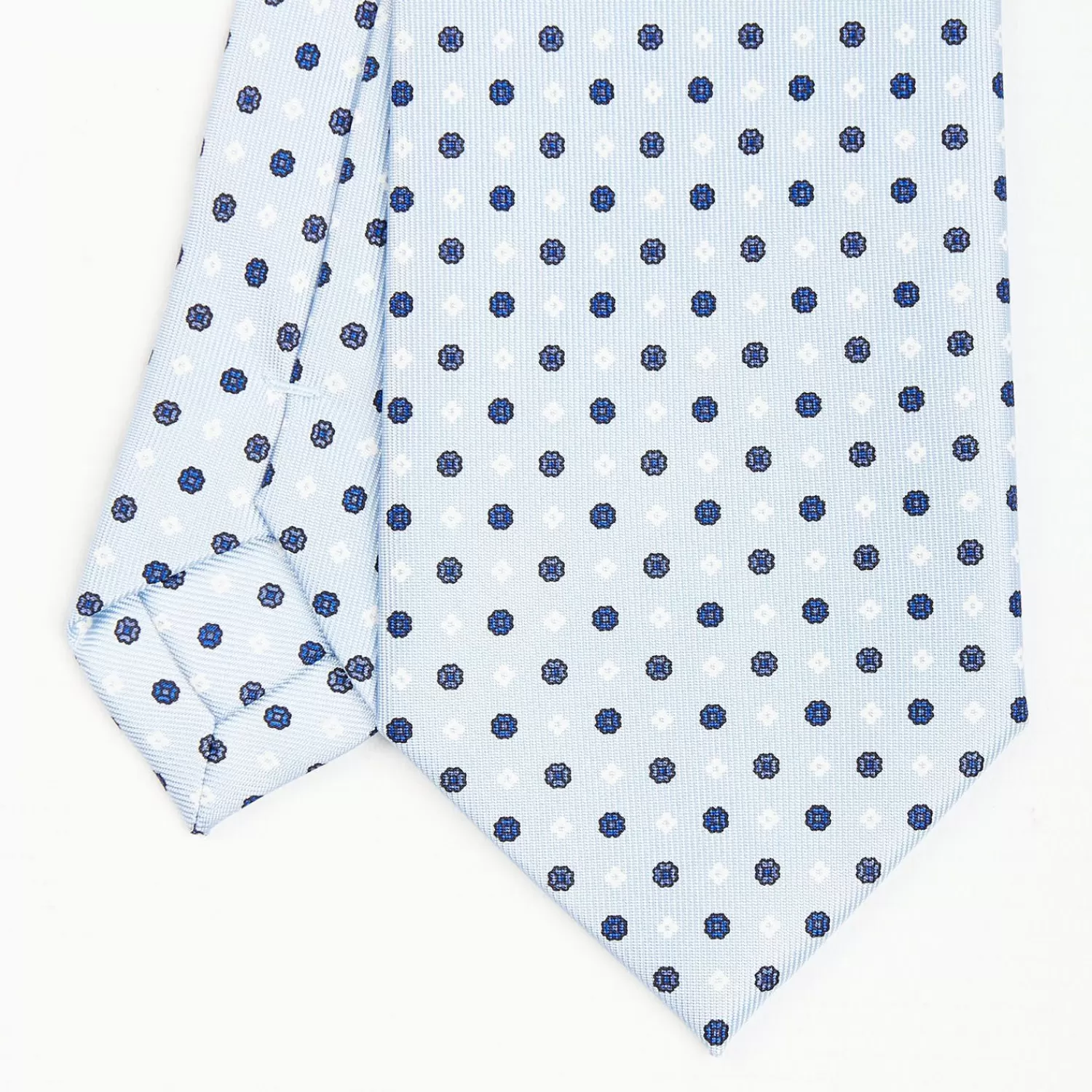 Light Blue Sartorial Classic Silk Tie - Small Flower Pattern>E.Marinella Sale