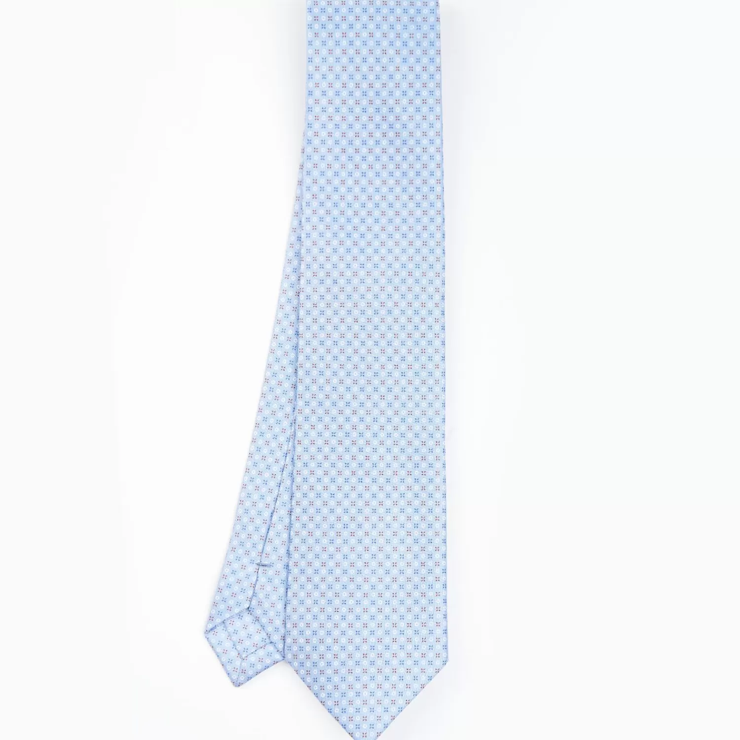Light Blue Sartorial Classic Silk Tie - Small Flower Pattern>E.Marinella Outlet