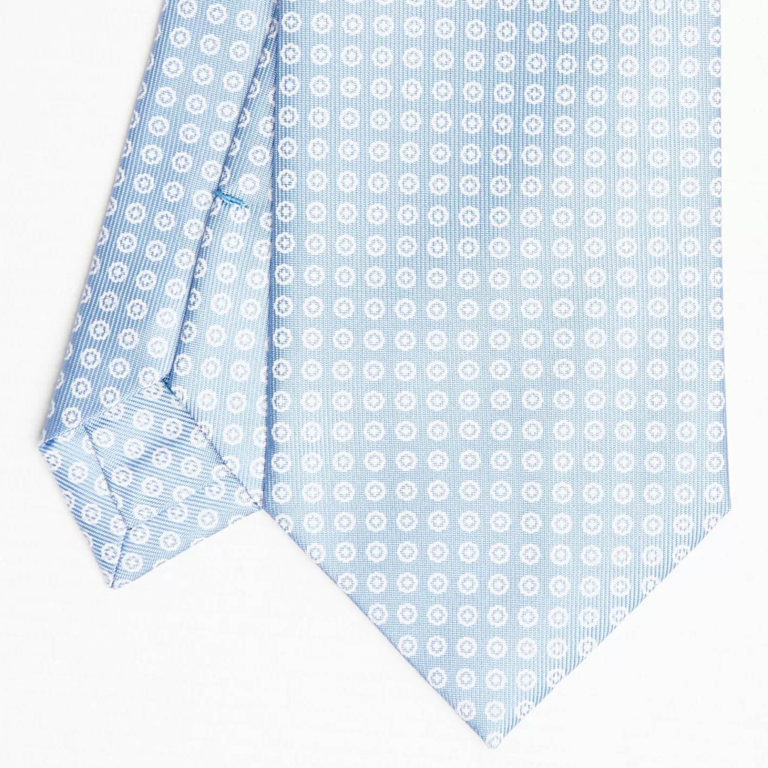 Light Blue Sartorial Classic Silk Tie Small Flower Pattern>E.Marinella Shop