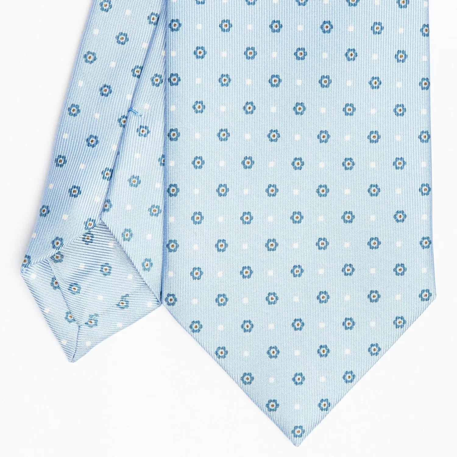 Light Blue Sartorial Classic Silk Tie Small Flower Pattern>E.Marinella Best