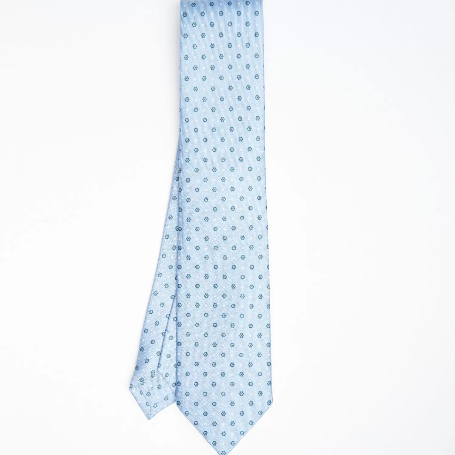 Light Blue Sartorial Classic Silk Tie Small Flower Pattern>E.Marinella Best