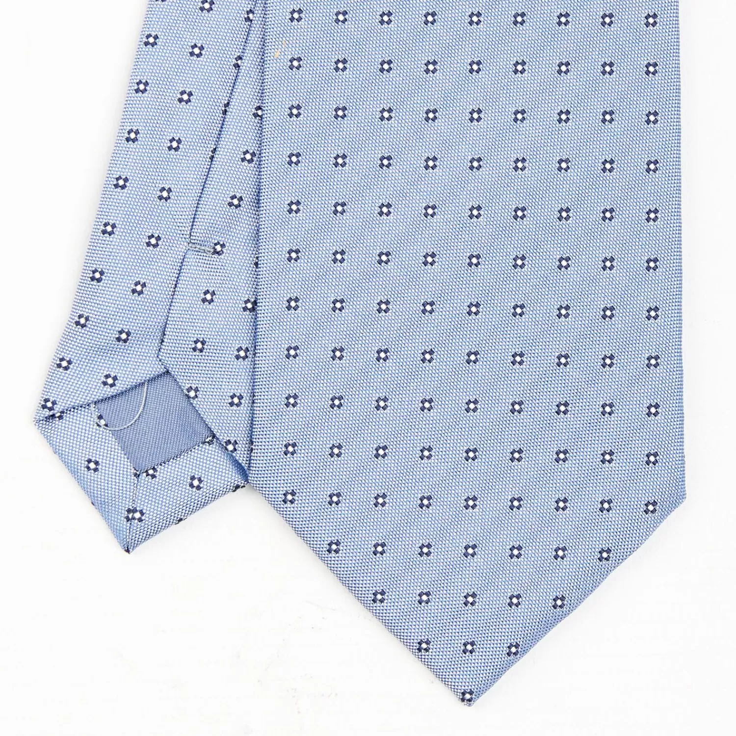 Light Blue Sartorial Jacquard Silk Tie - Small Flower Designs>E.Marinella Shop