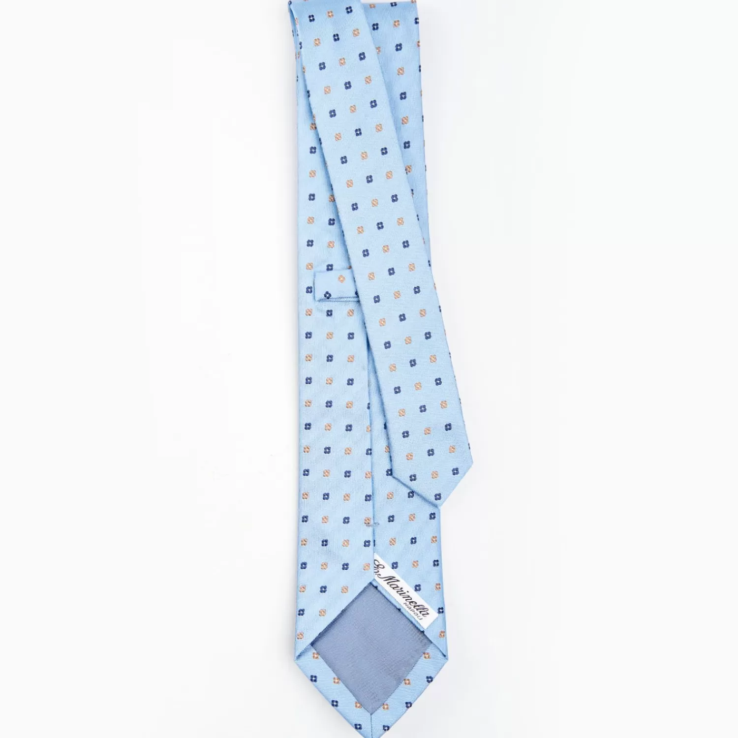 Light Blue Sartorial Jacquard Silk Tie - Small Flower Designs>E.Marinella Shop