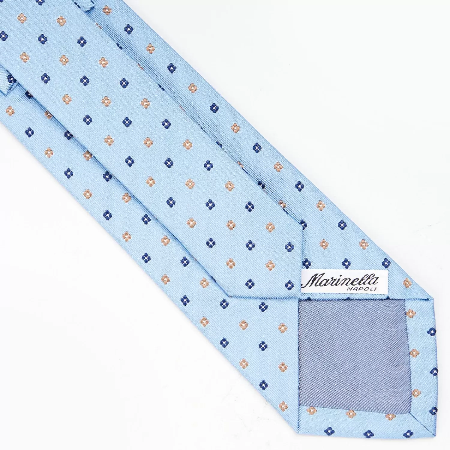 Light Blue Sartorial Jacquard Silk Tie - Small Flower Designs>E.Marinella Shop