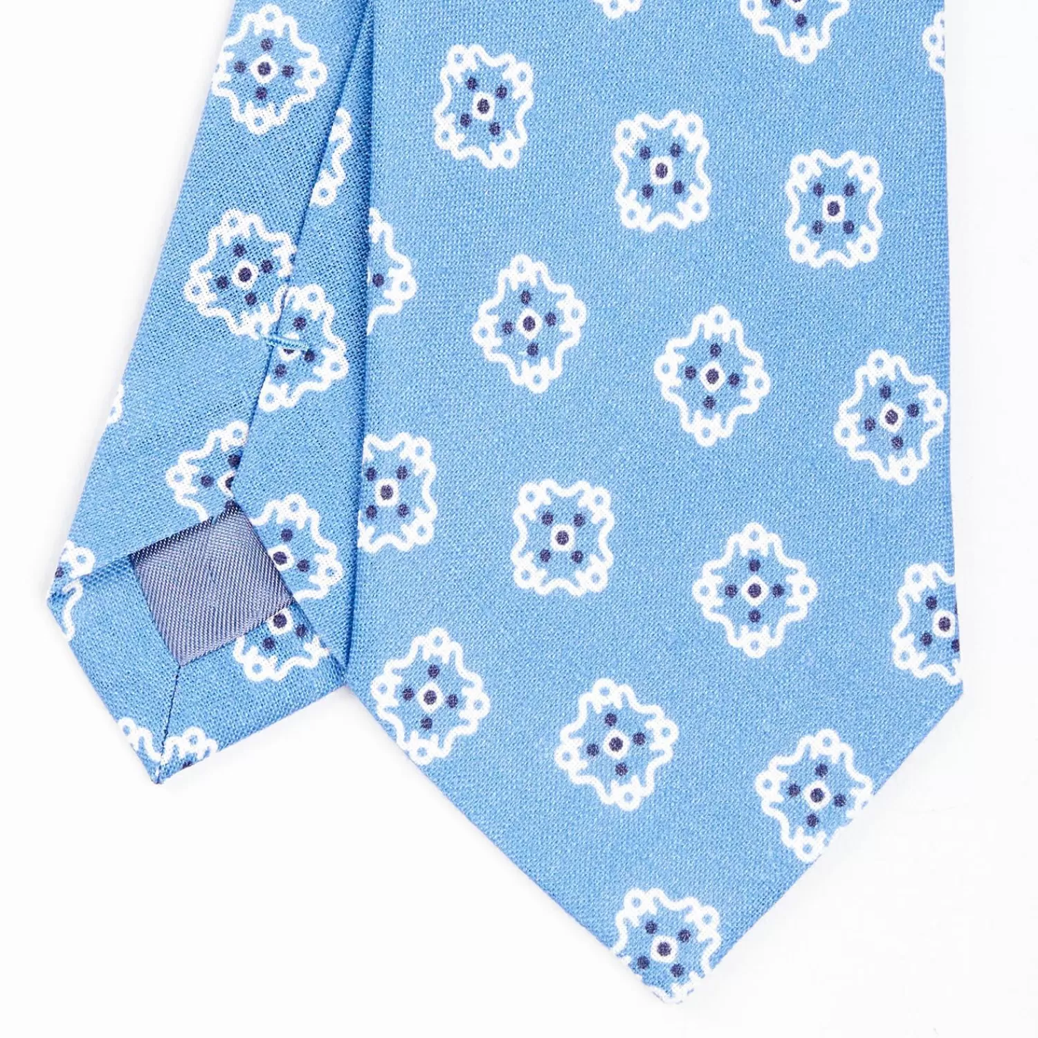 Light Blue Sartorial Linen Tie - Large Flower Pattern>E.Marinella Sale