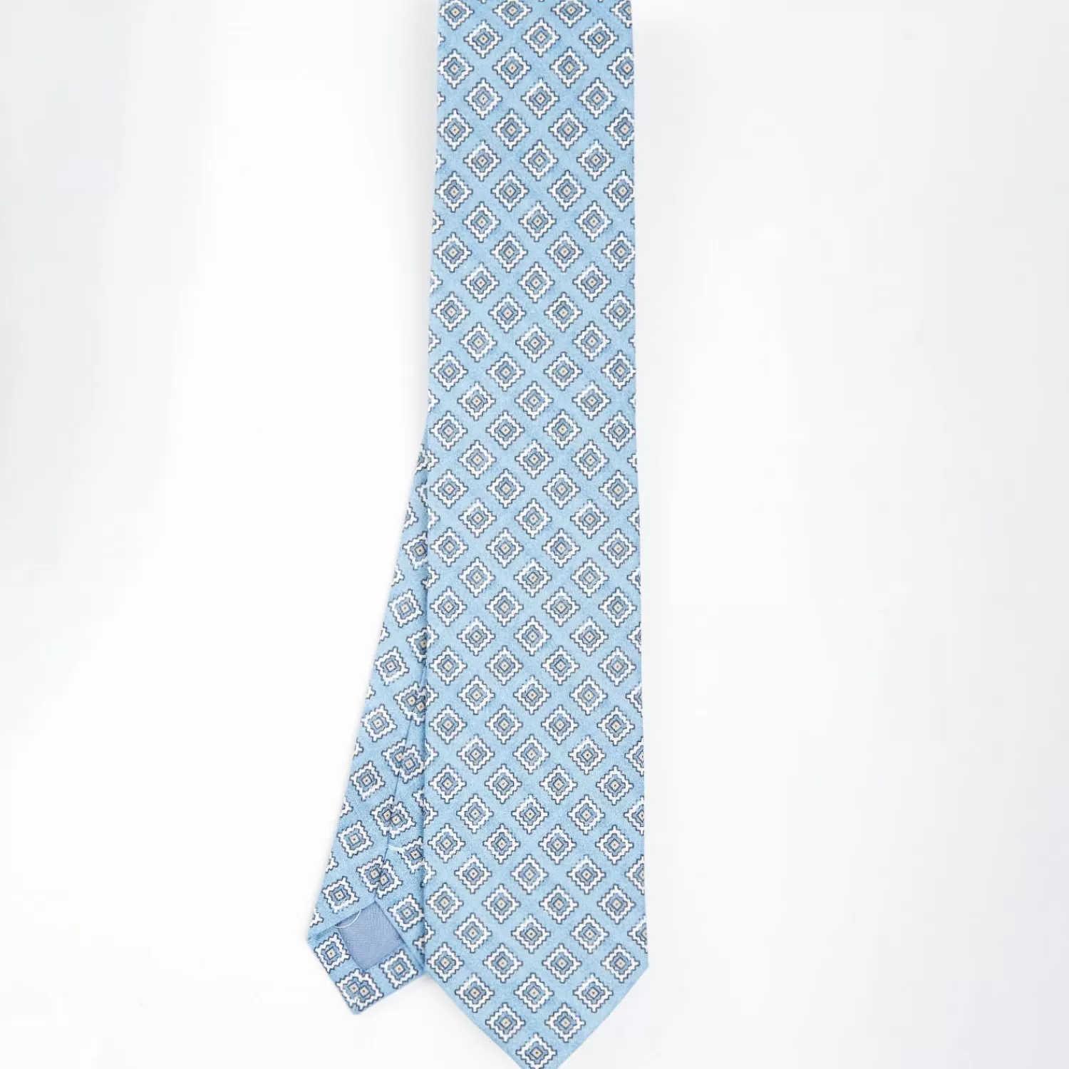 Light Blue Sartorial Linen Tie - Large Geometric Pattern>E.Marinella Cheap