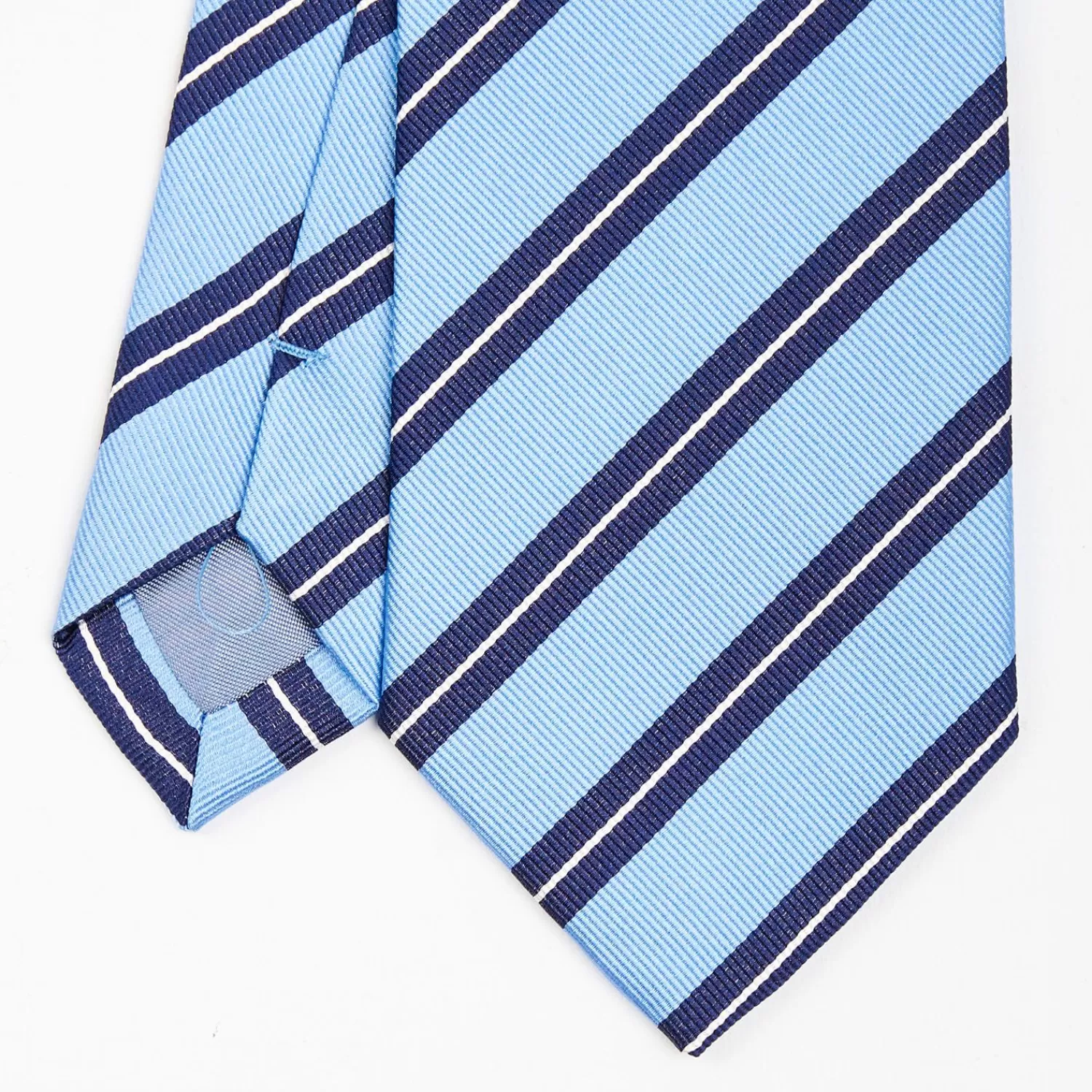 Light Blue Sartorial Striped Silk Tie>E.Marinella Outlet