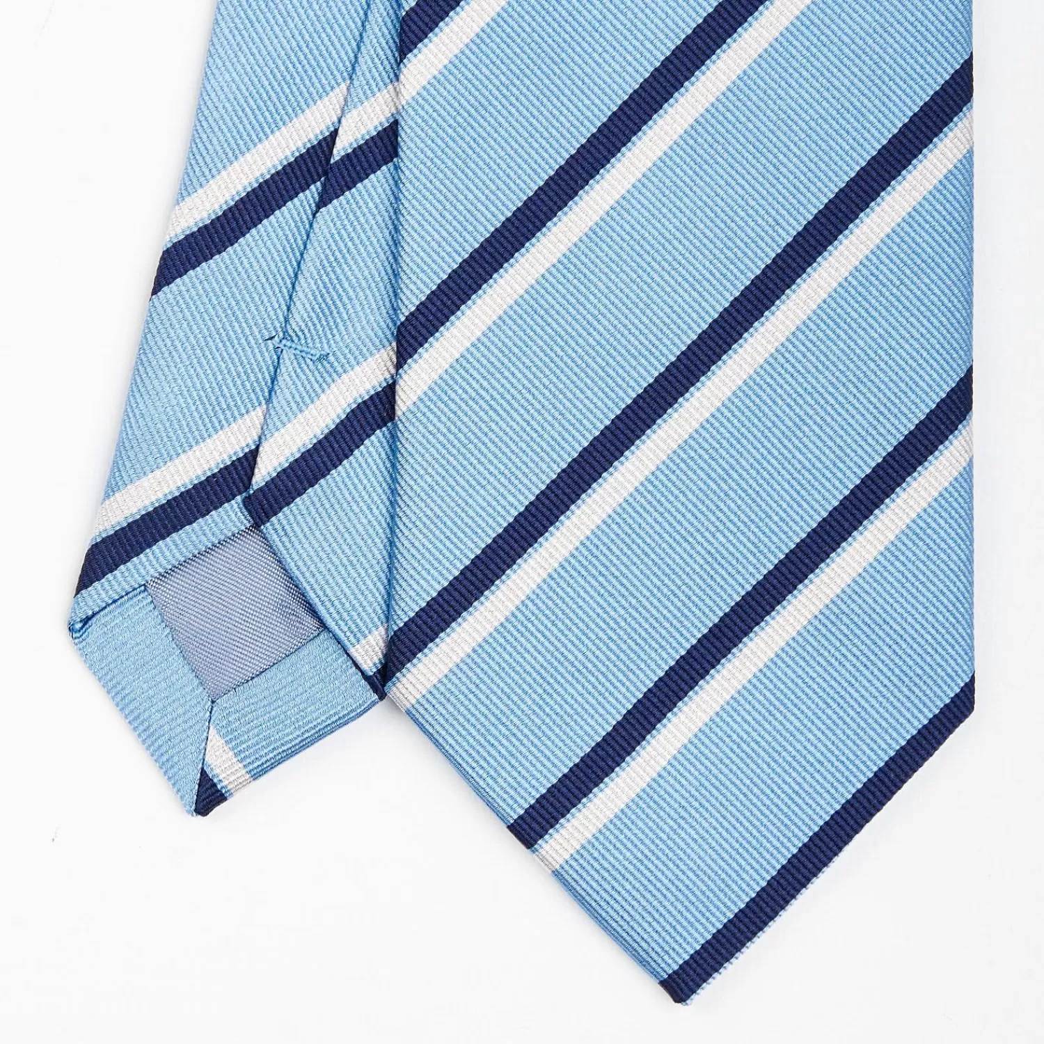 Light Blue Sartorial Striped Silk Tie>E.Marinella New