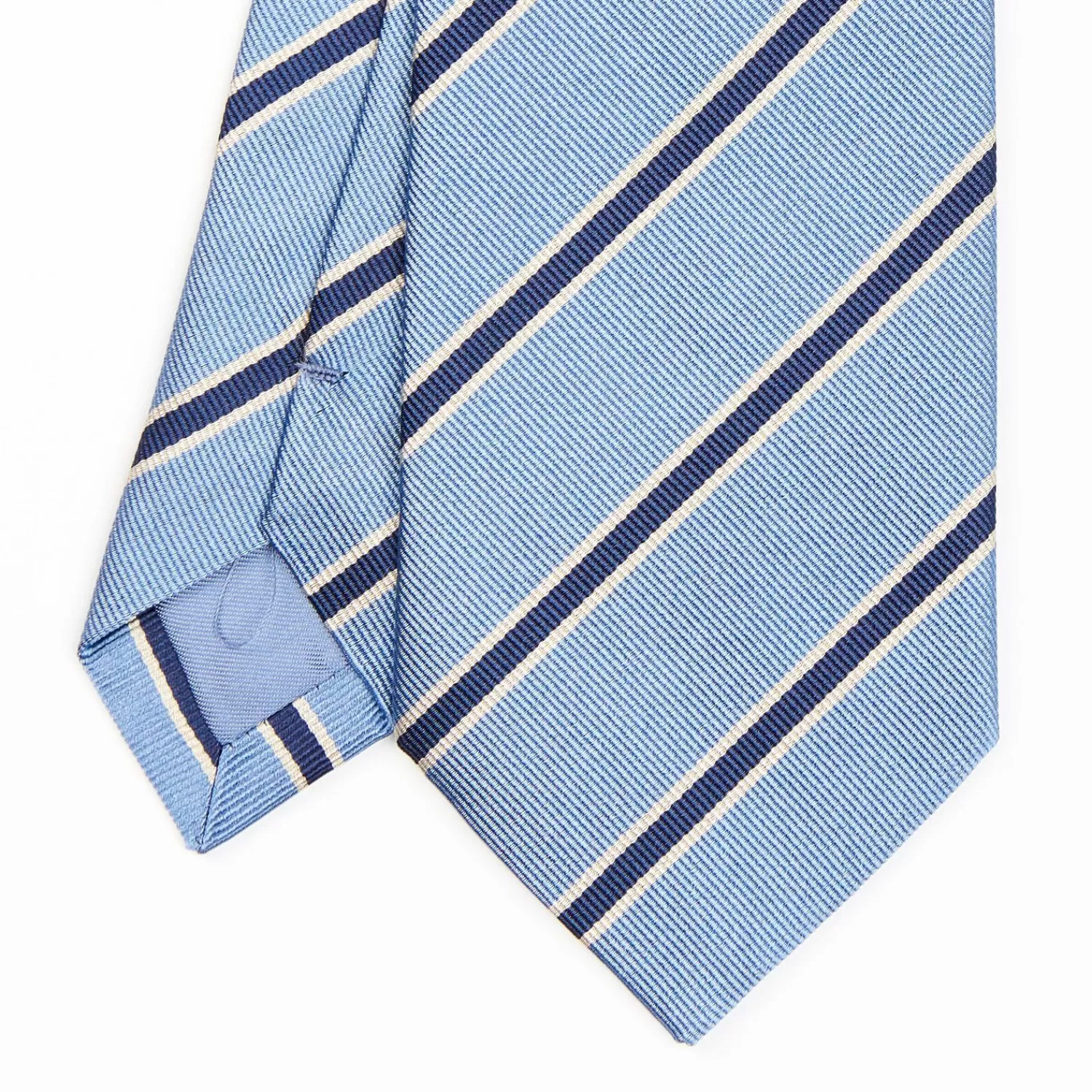 Light Blue Sartorial Striped Silk Tie>E.Marinella Clearance
