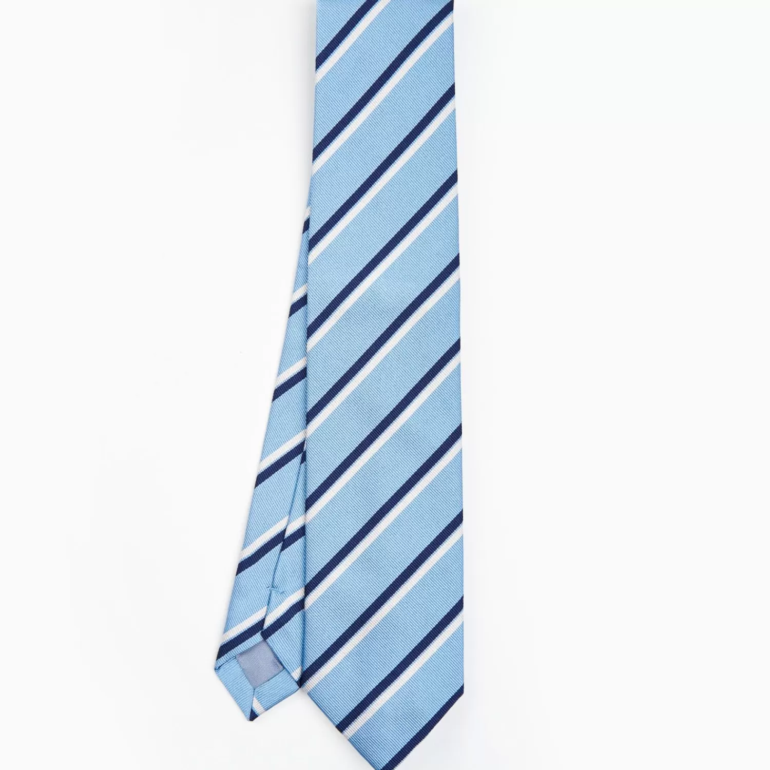 Light Blue Sartorial Striped Silk Tie>E.Marinella New
