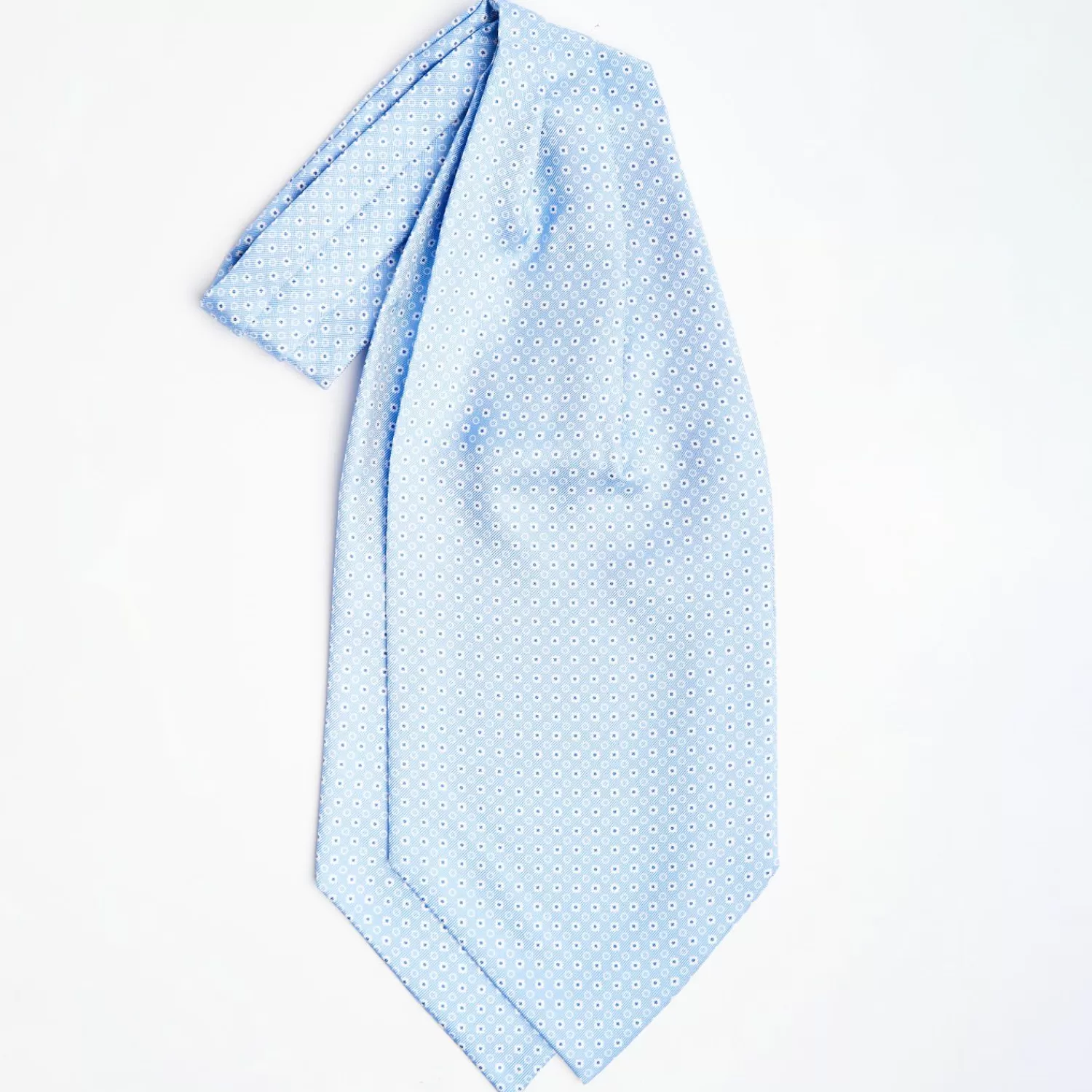 Light Blue Silk Ascot Tie - Flower Pattern>E.Marinella Outlet