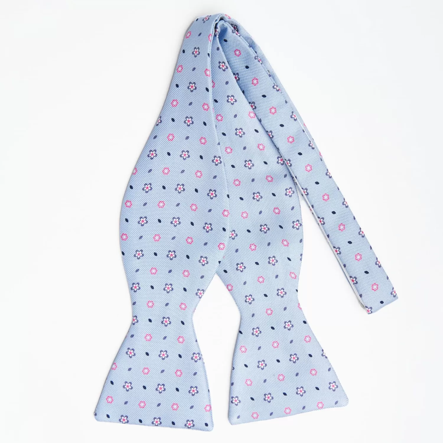 Light Blue Silk Bowtie To Self-Tie Small Flower Pattern>E.Marinella New