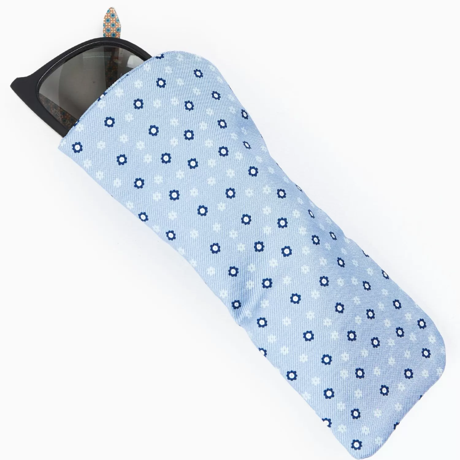 Light Blue Silk Glasses Case>E.Marinella Best
