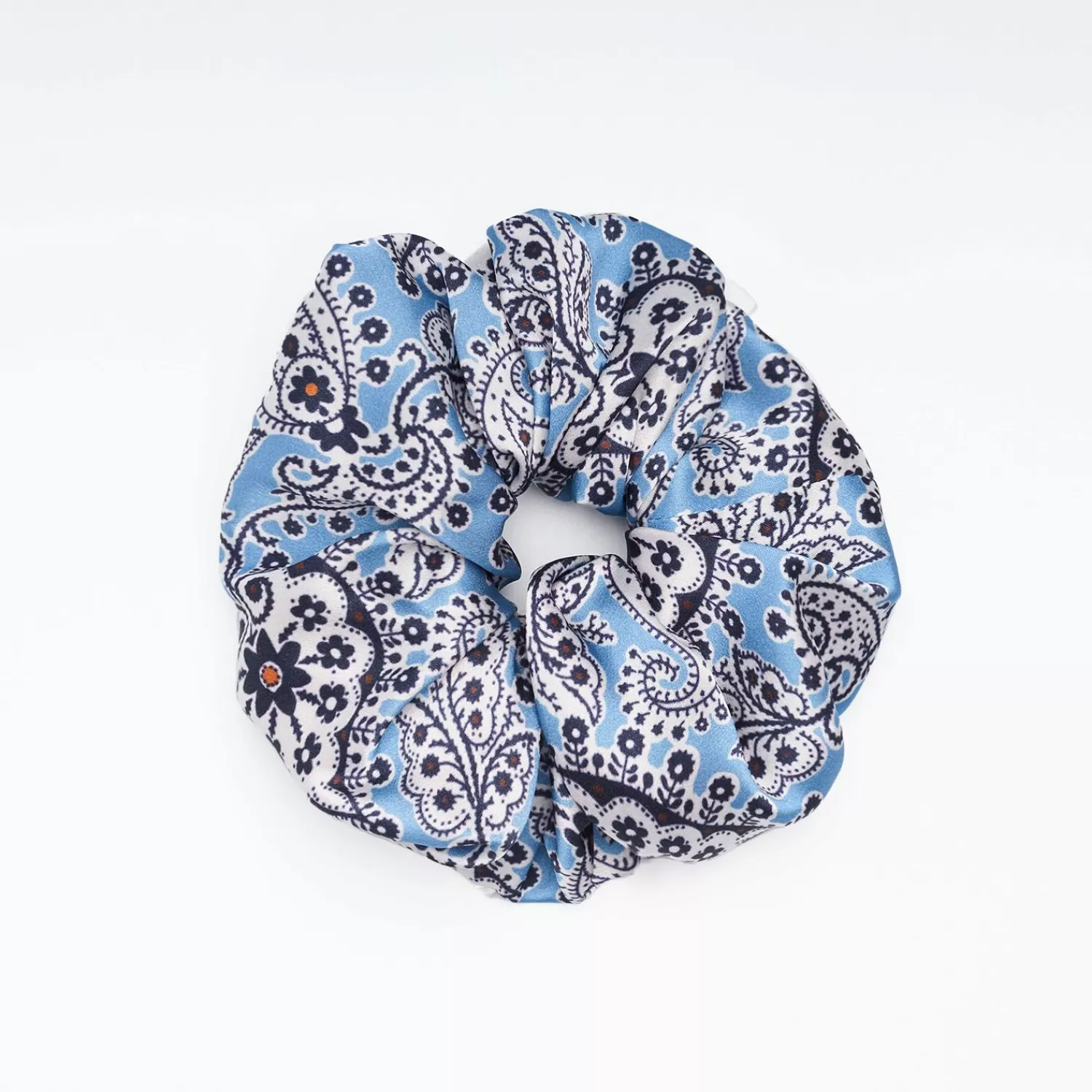 Light Blue Silk Scrunchie With Paisley Patterns>E.Marinella Best