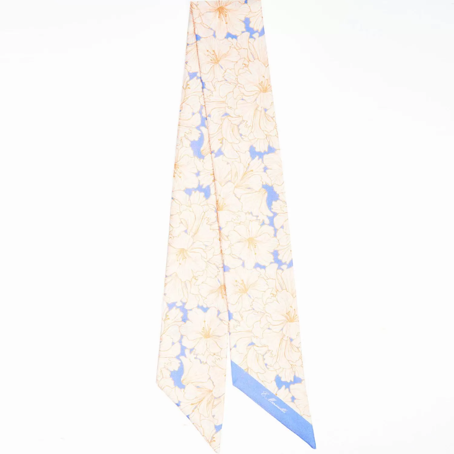 Light Blue Silk Twilly Floral Pattern>E.Marinella Discount