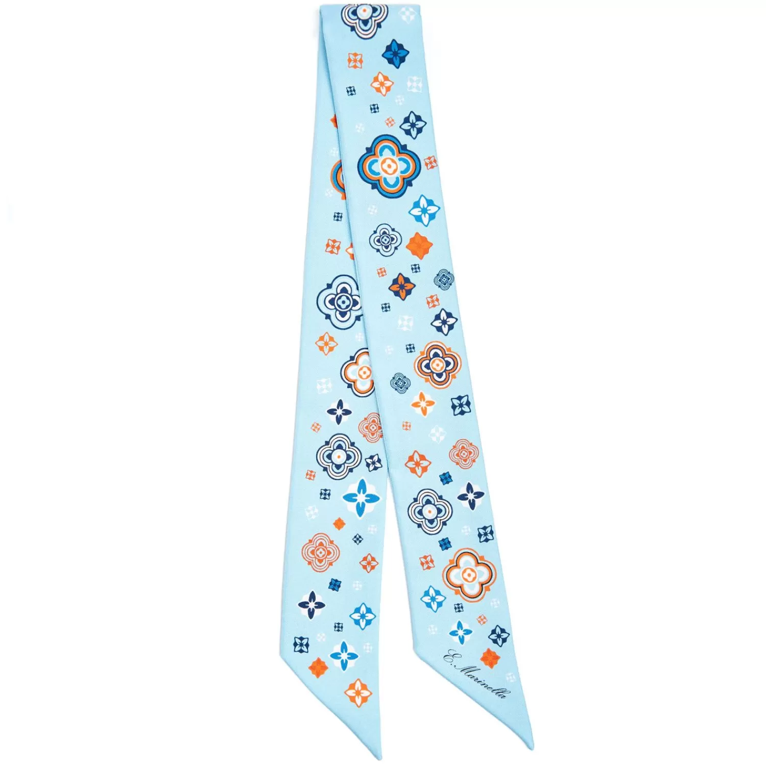 Light Blue Silk Twilly World Of Archivio Flowers 1961>E.Marinella Cheap