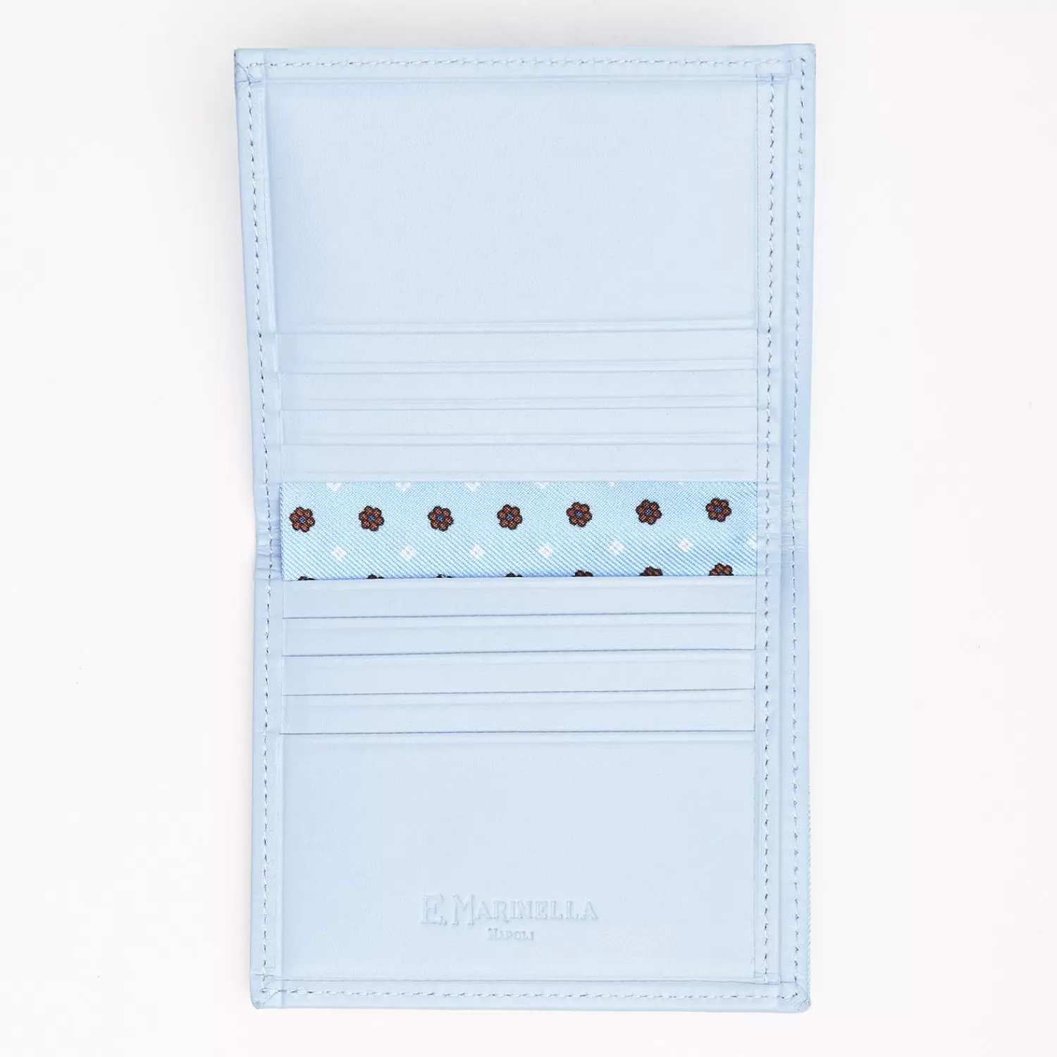 Light Blue Small Wallet In Silk And Leather>E.Marinella Sale