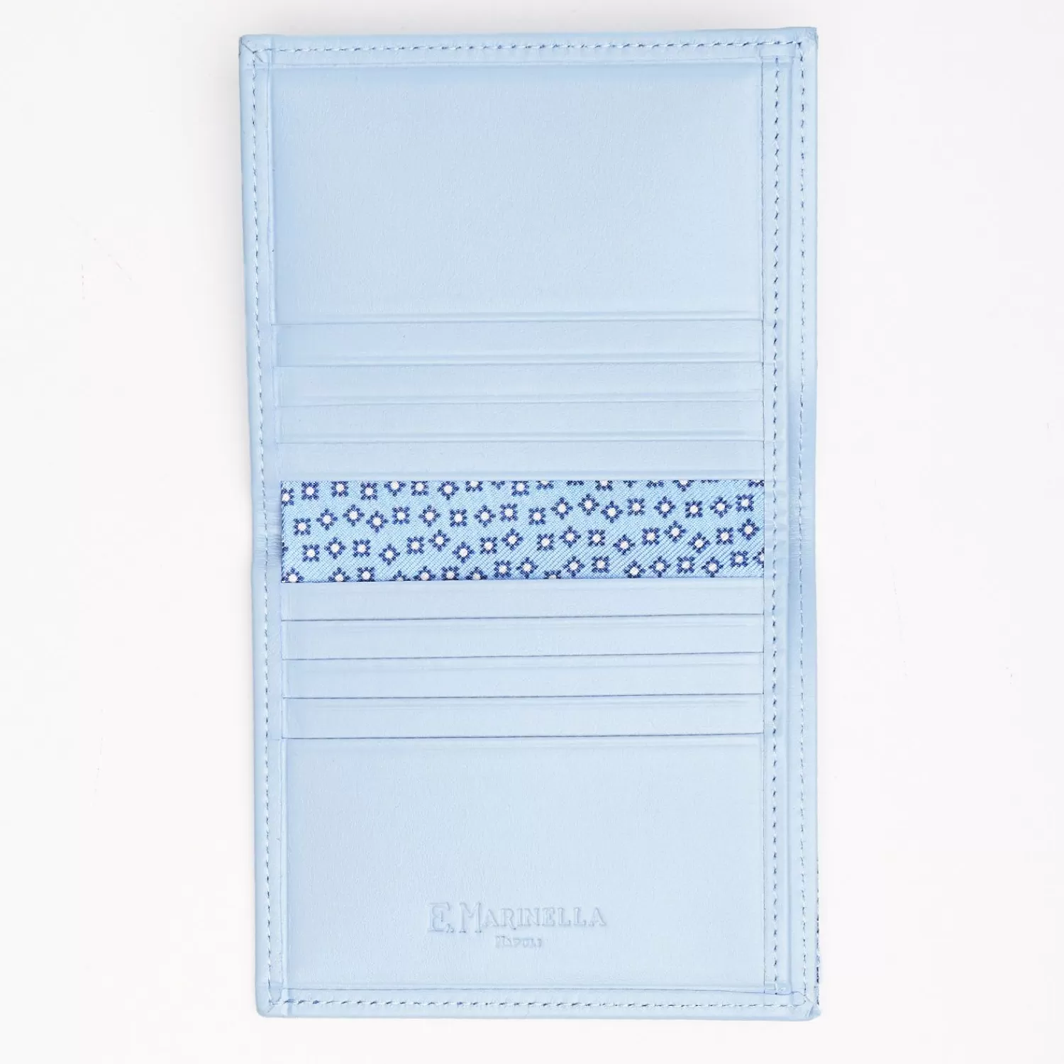 Light Blue Small Wallet In Silk And Leather>E.Marinella Outlet