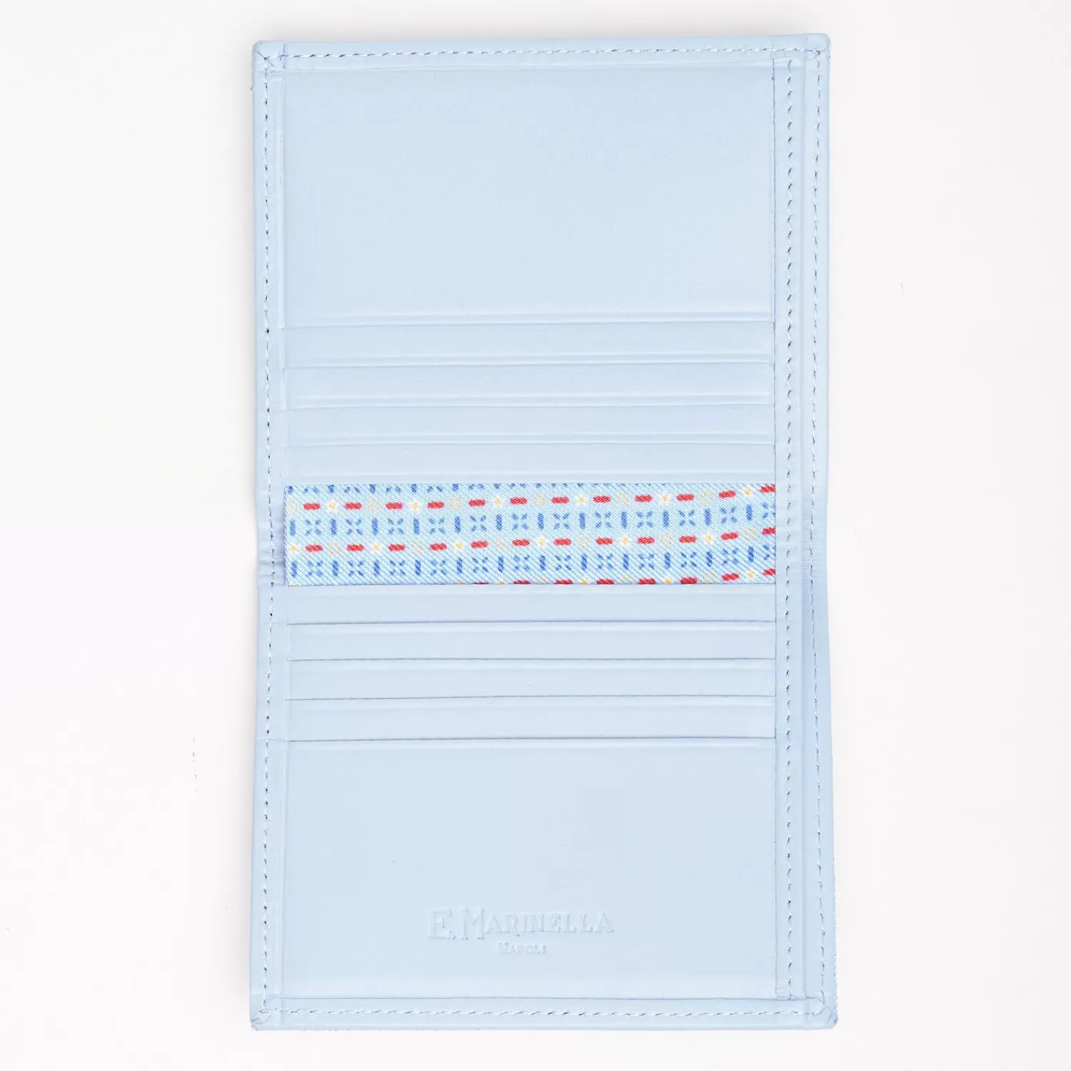Light Blue Small Wallet In Silk And Leather>E.Marinella Fashion