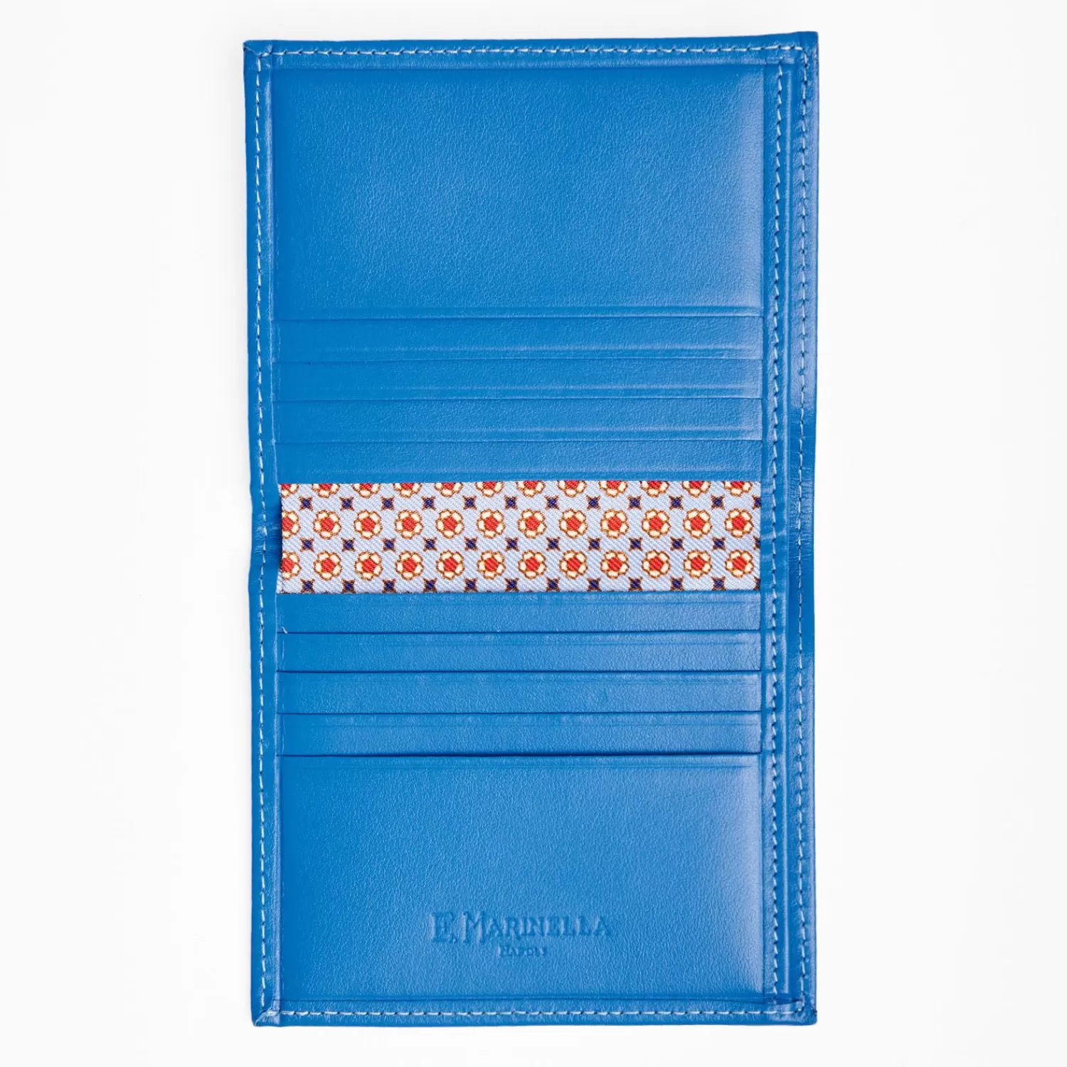 Light Blue Small Wallet In Silk And Leather>E.Marinella Discount