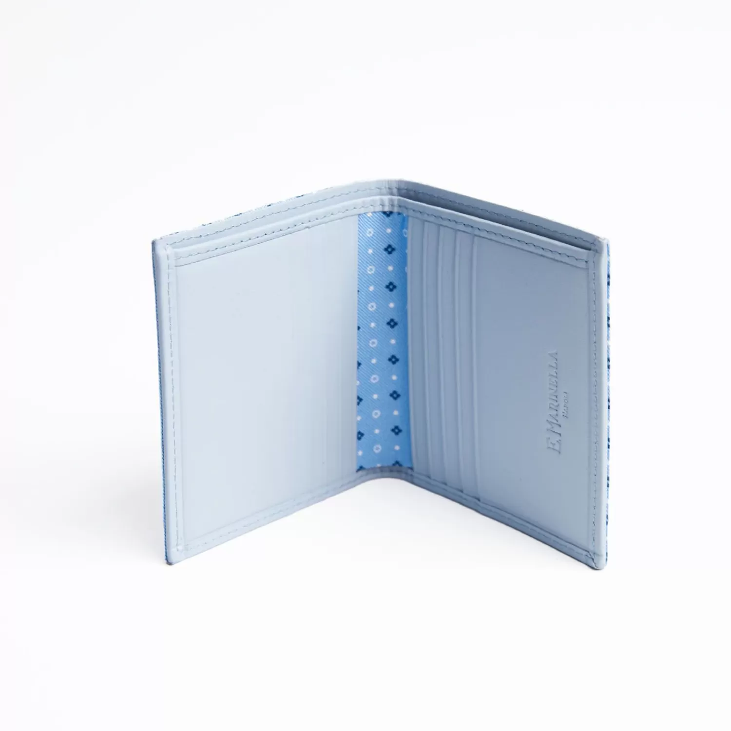 Light Blue Small Wallet In Silk And Leather>E.Marinella Hot