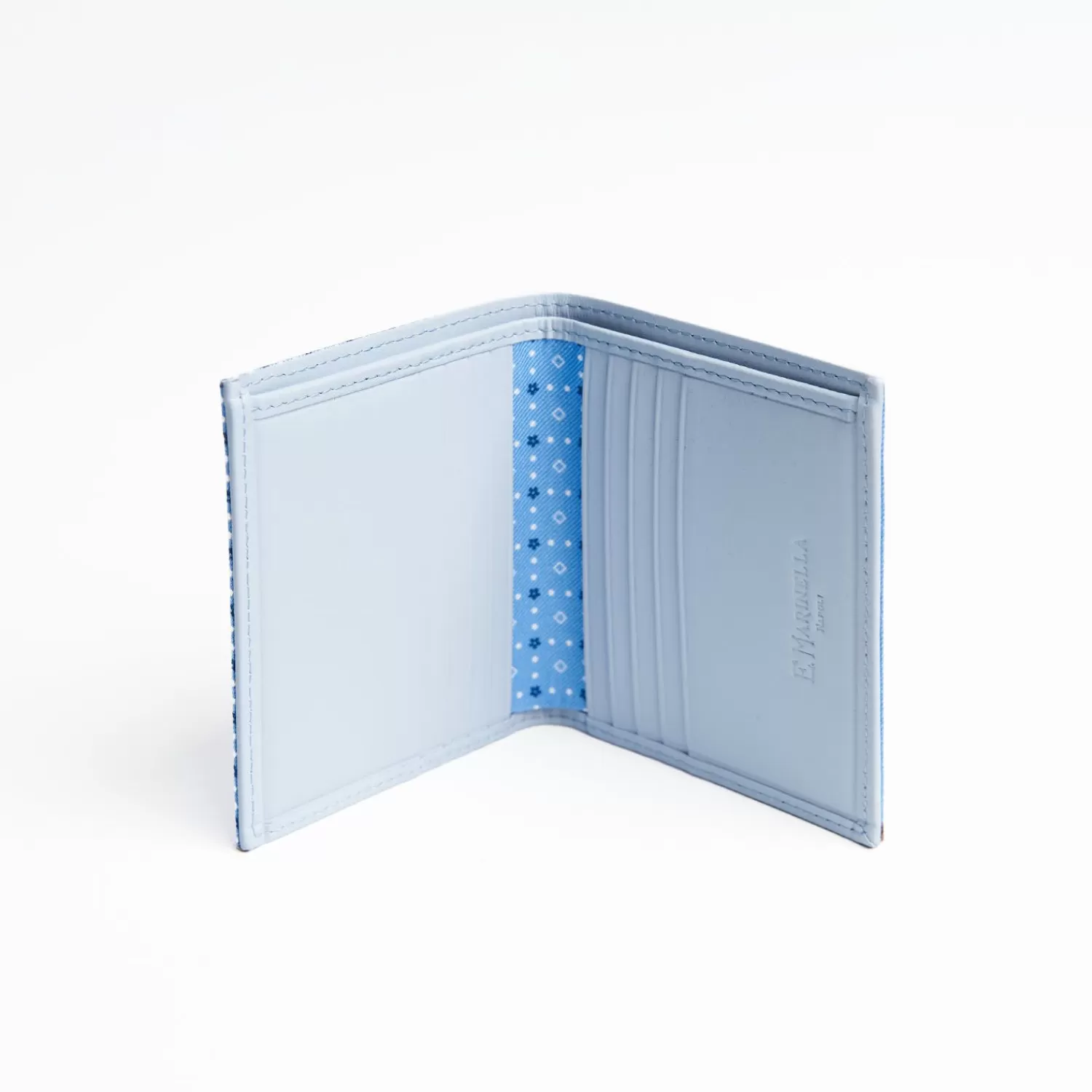 Light Blue Small Wallet In Silk And Leather>E.Marinella Fashion