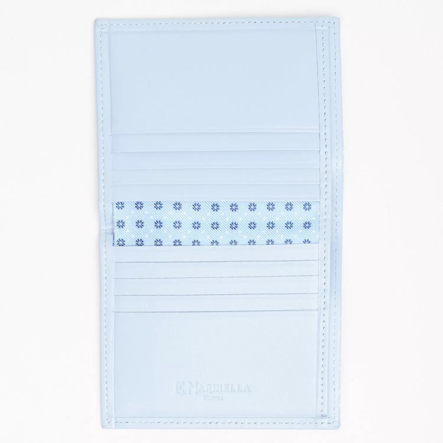 Light Blue Small Wallet In Silk And Leather>E.Marinella New