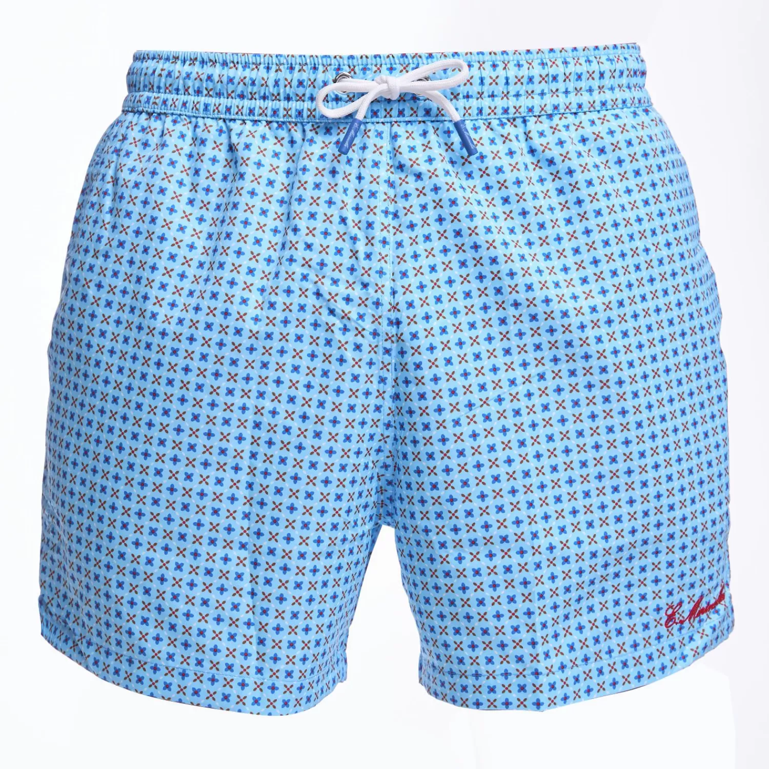 Light Blue Swim Short - Small Flower Pattern>E.Marinella Clearance