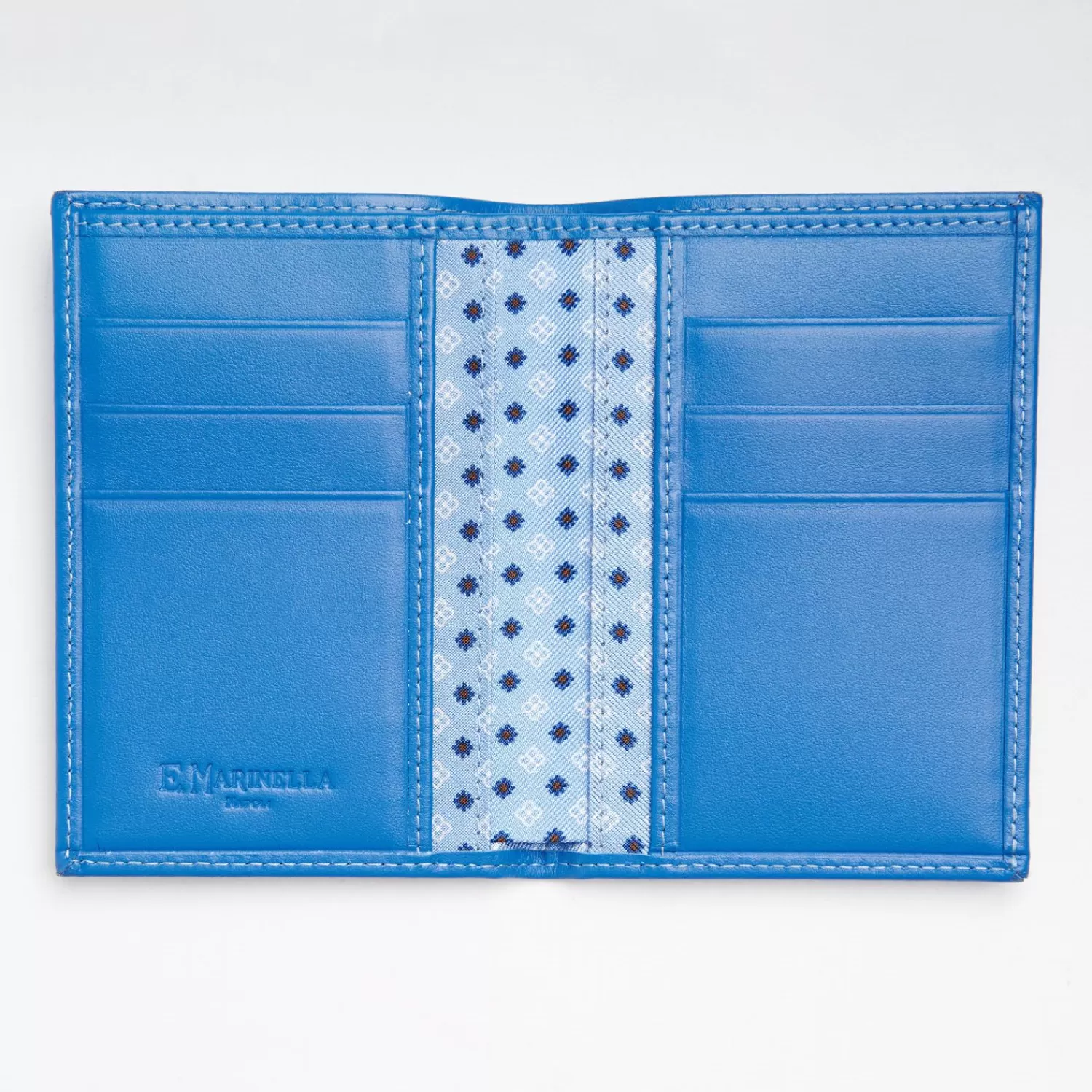 Light Blue Vertical Wallet In Silk And Leather>E.Marinella Best