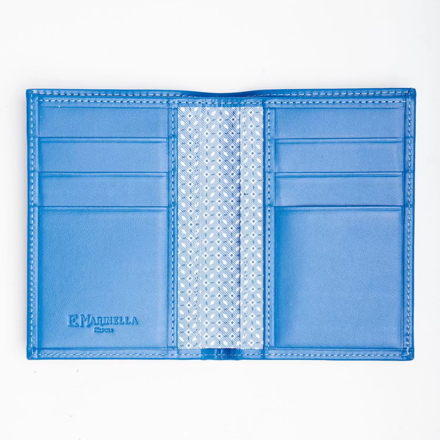 Light Blue Vertical Wallet In Silk And Leather>E.Marinella Fashion
